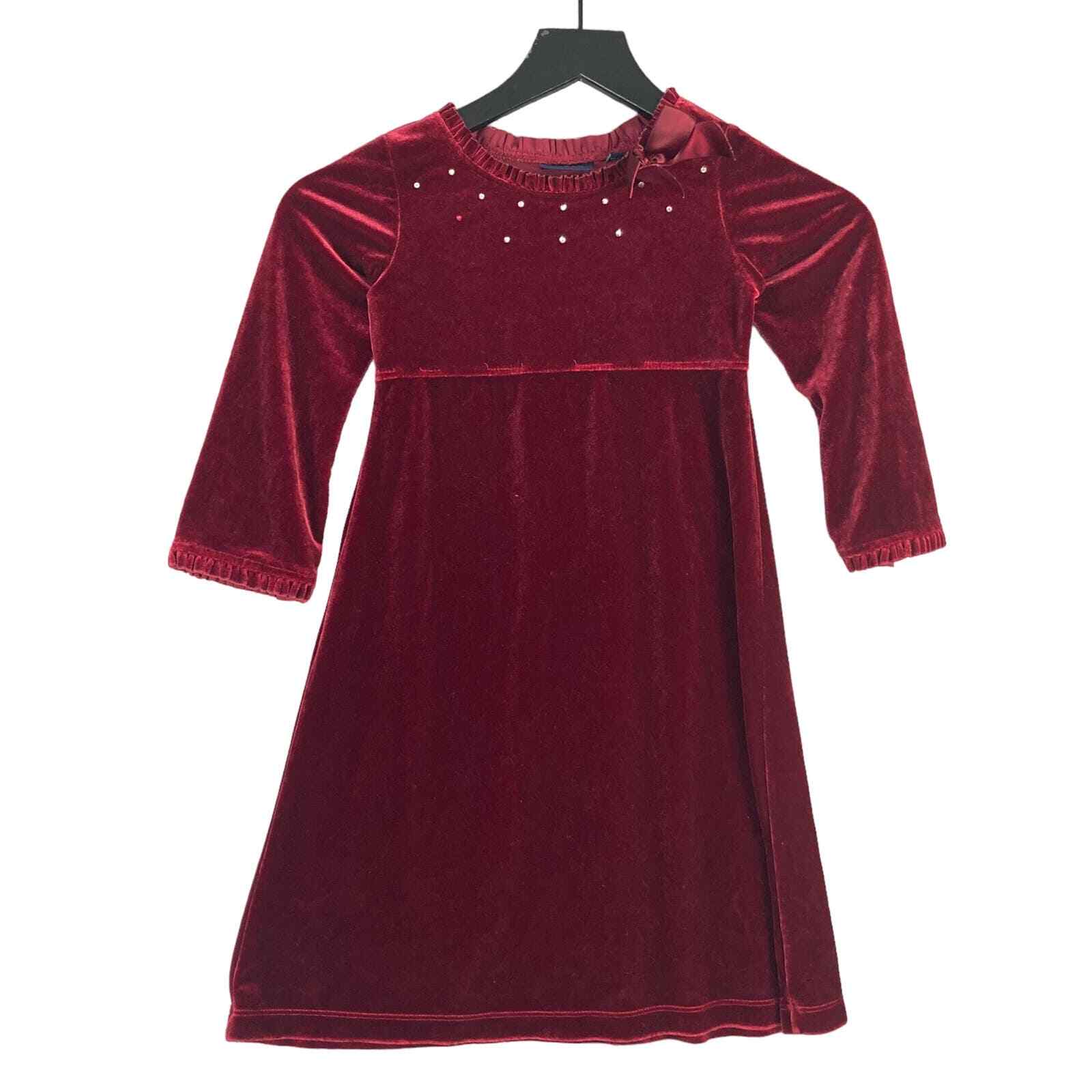 Girls Size 5 Red Suede Christmas Winter Dress Holiday Festive Fashion Maroon