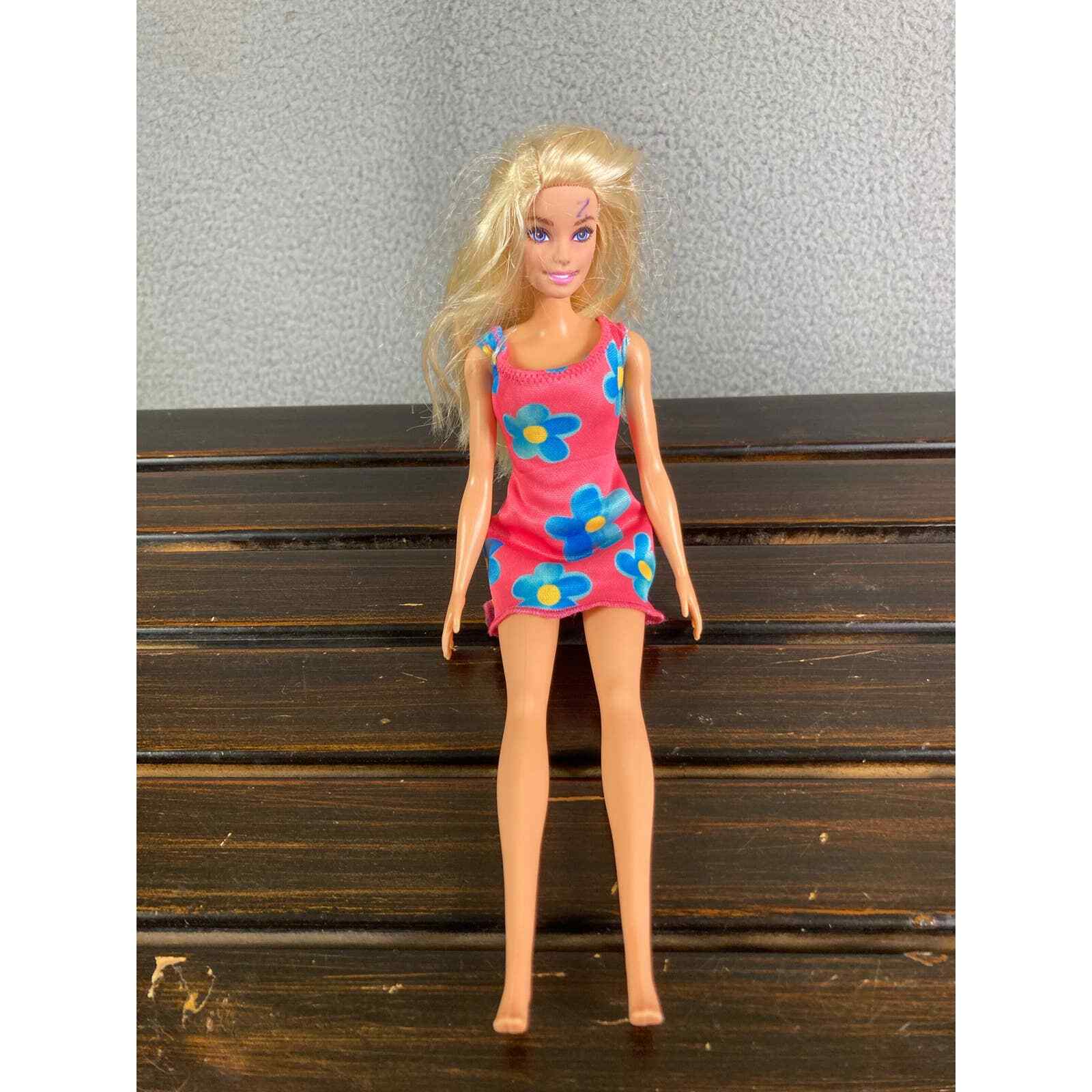 Barbie Fashionista Doll 2015 Pink Floral Dress Blonde Mattel Toy Figure