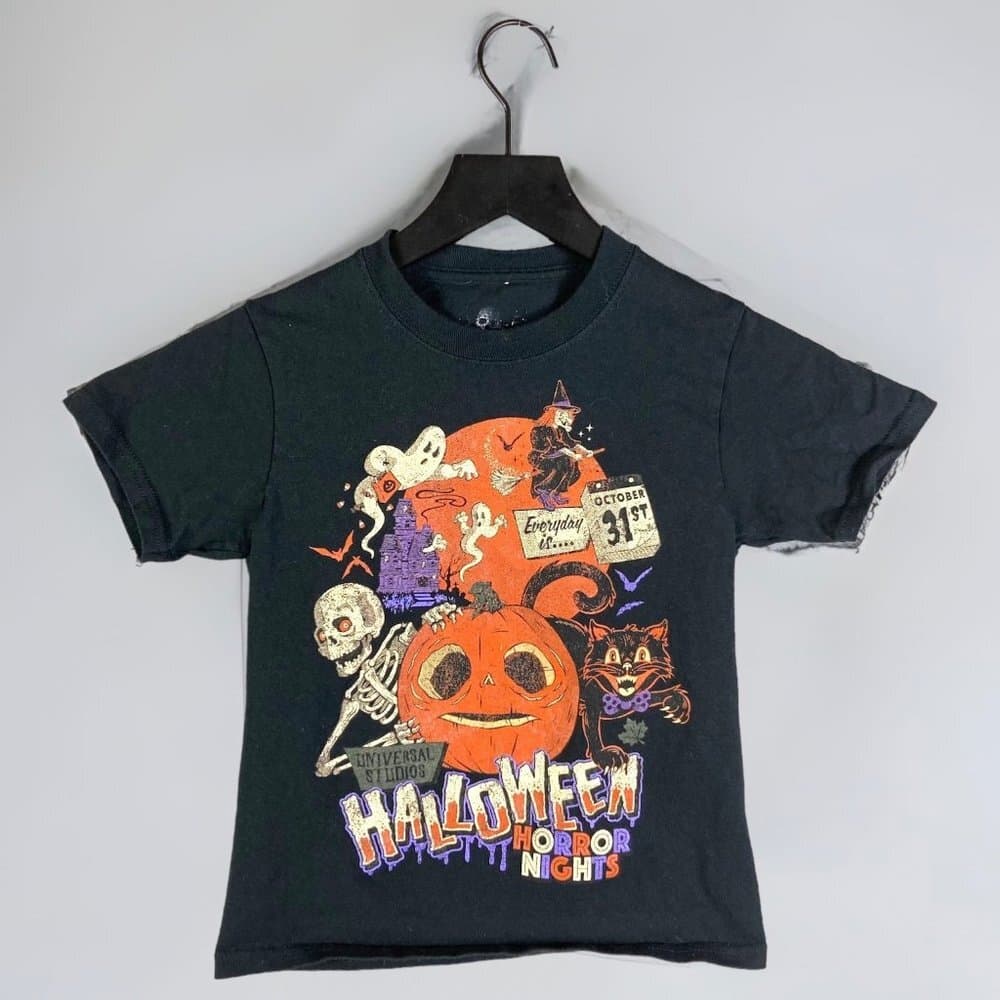 HHN Kids Shirt XS Universal Studios Halloween Horror Nights Black Youth Tee