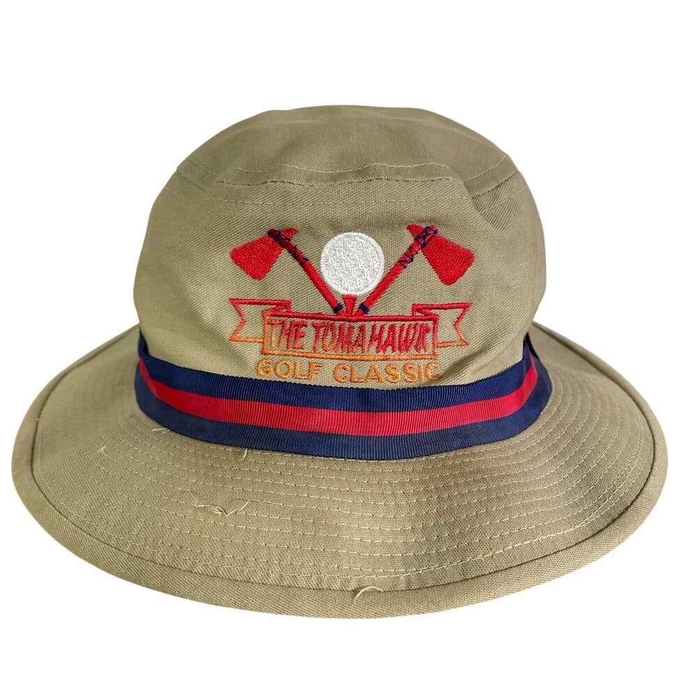 Golf Bucket Hat Khaki Red Stripe Town Talk Classic Cotton Made in USA Vintage