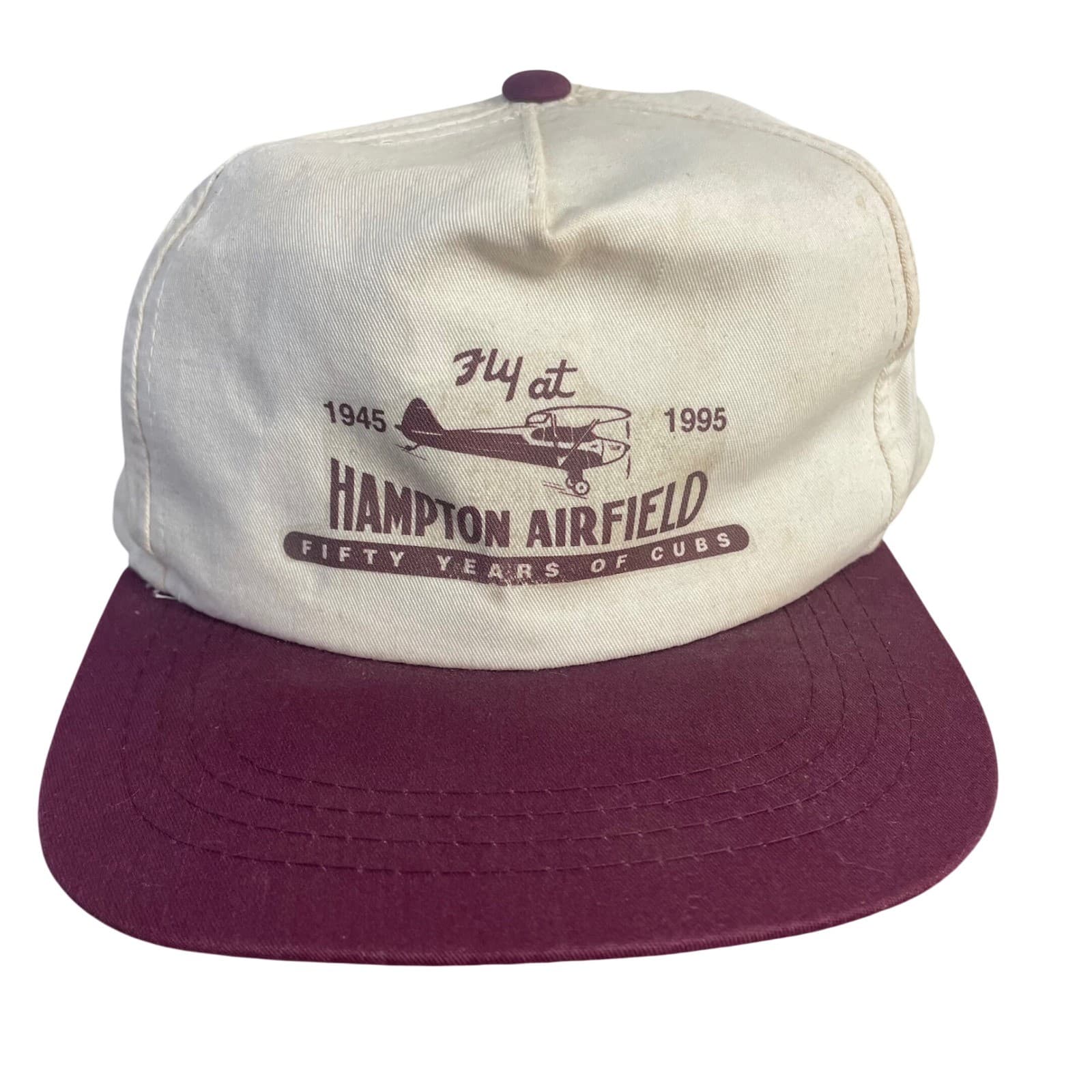 Vintage Hampton Airfield 1945 1995 Snapback Hat Aviation USA Cap Adjustable Mens - Image 1