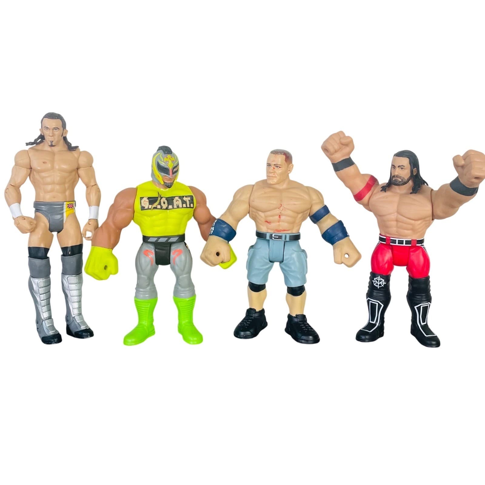 WWE Action Figure Lot 4 John Cena Rey Mysterio Wrestling Figures Toys