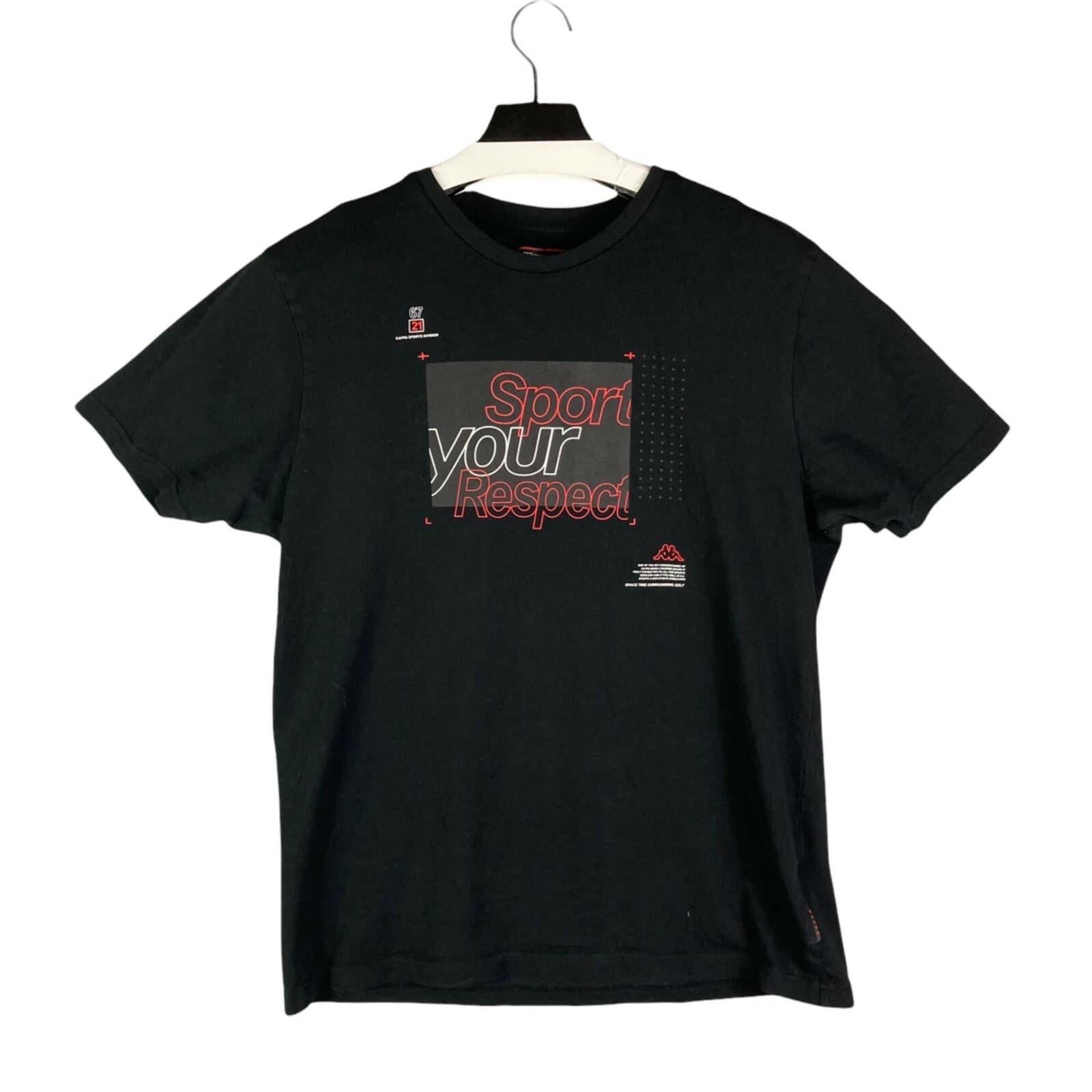 Kappa T-Shirt Mens XL Black Short Sleeve Crew Neck Sport Your Respect Logo Tee