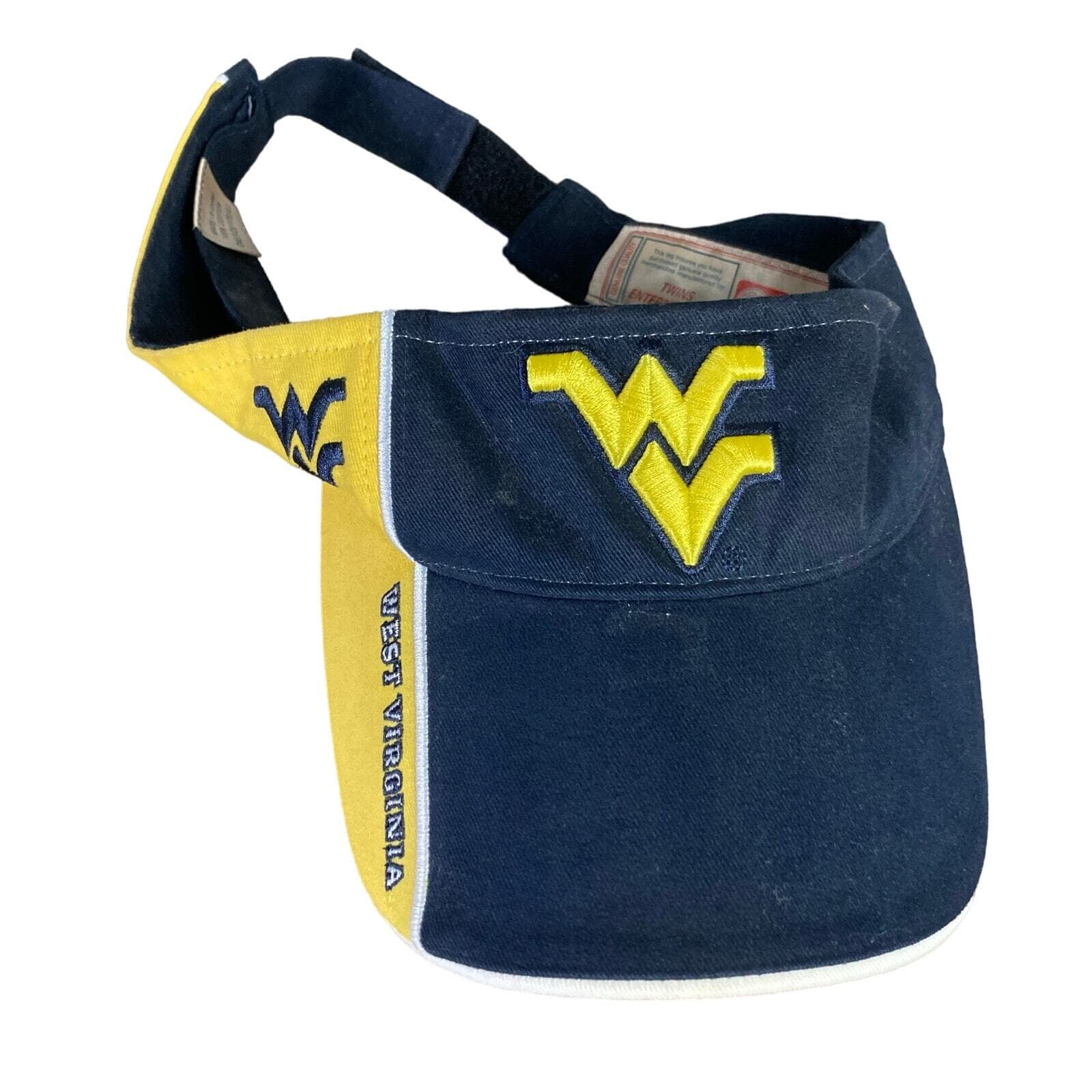 Vintage West Virginia Mountaineers Visor Hat Blue Yellow Adjustable Unisex NCAA