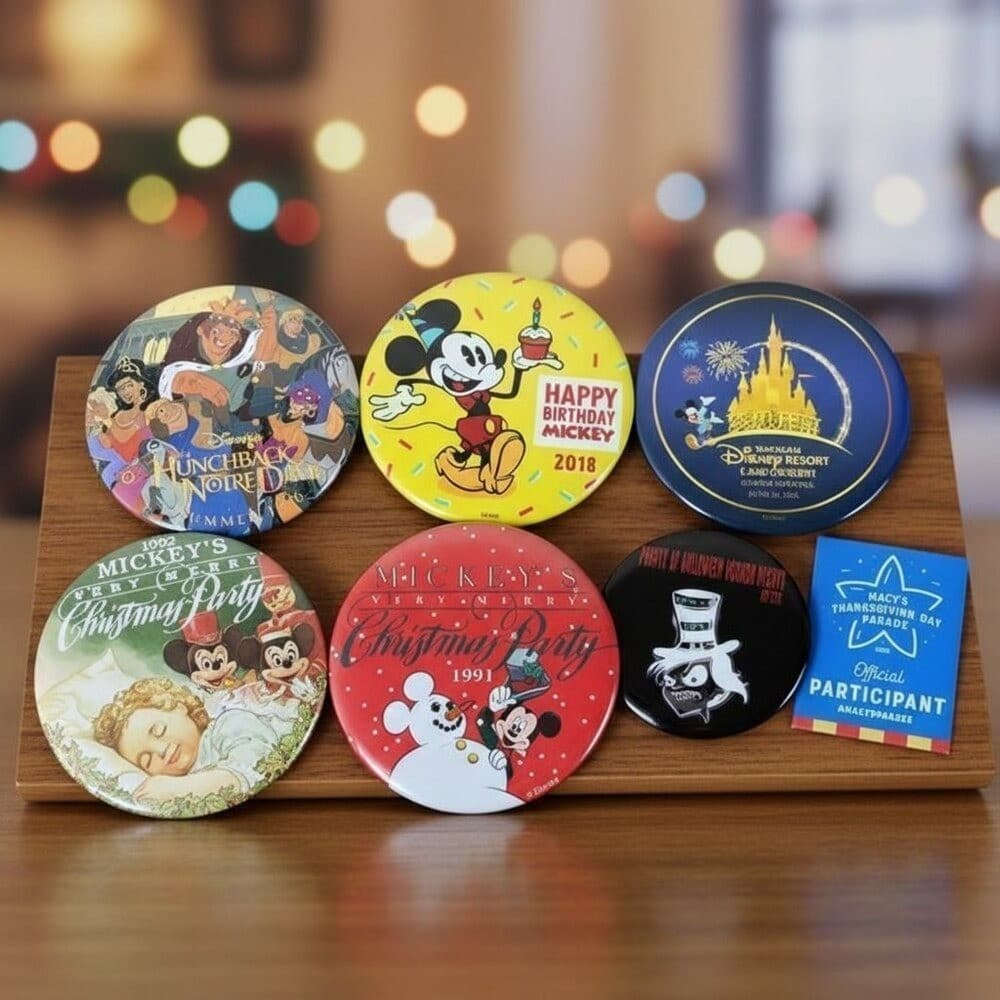 VTG 90s Mickey Christmas Party Pins Disney World Lot WDW BUTTONS