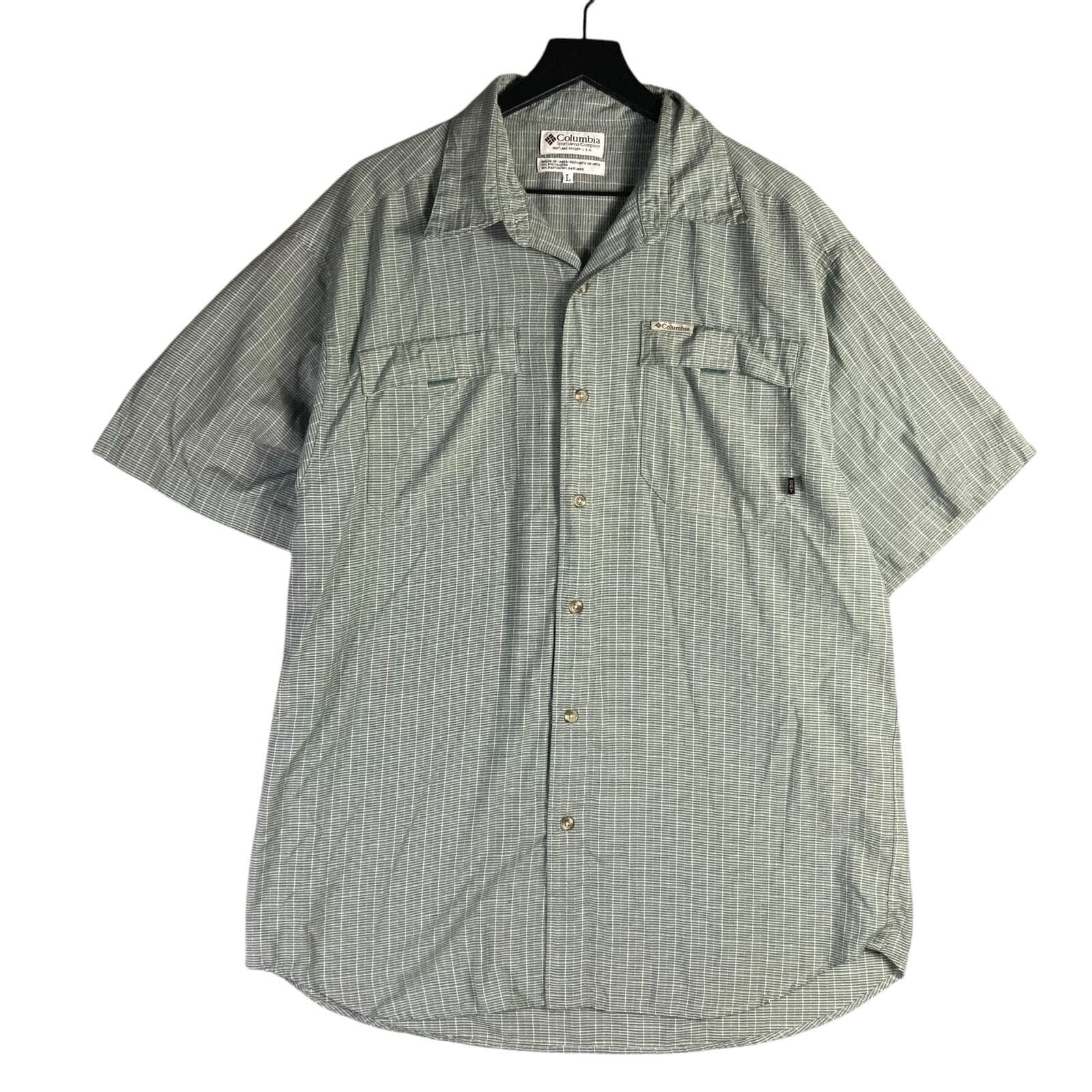 Columbia VTG Men's L Green Plaid Short Sleeve Button-Up Shirt Casual