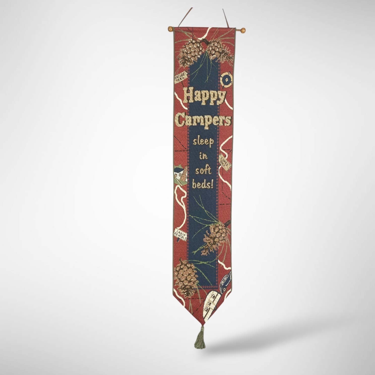 Annie Danielson Happy Campers Fabric Wall Hanging Camping Cabin Decor Rustic