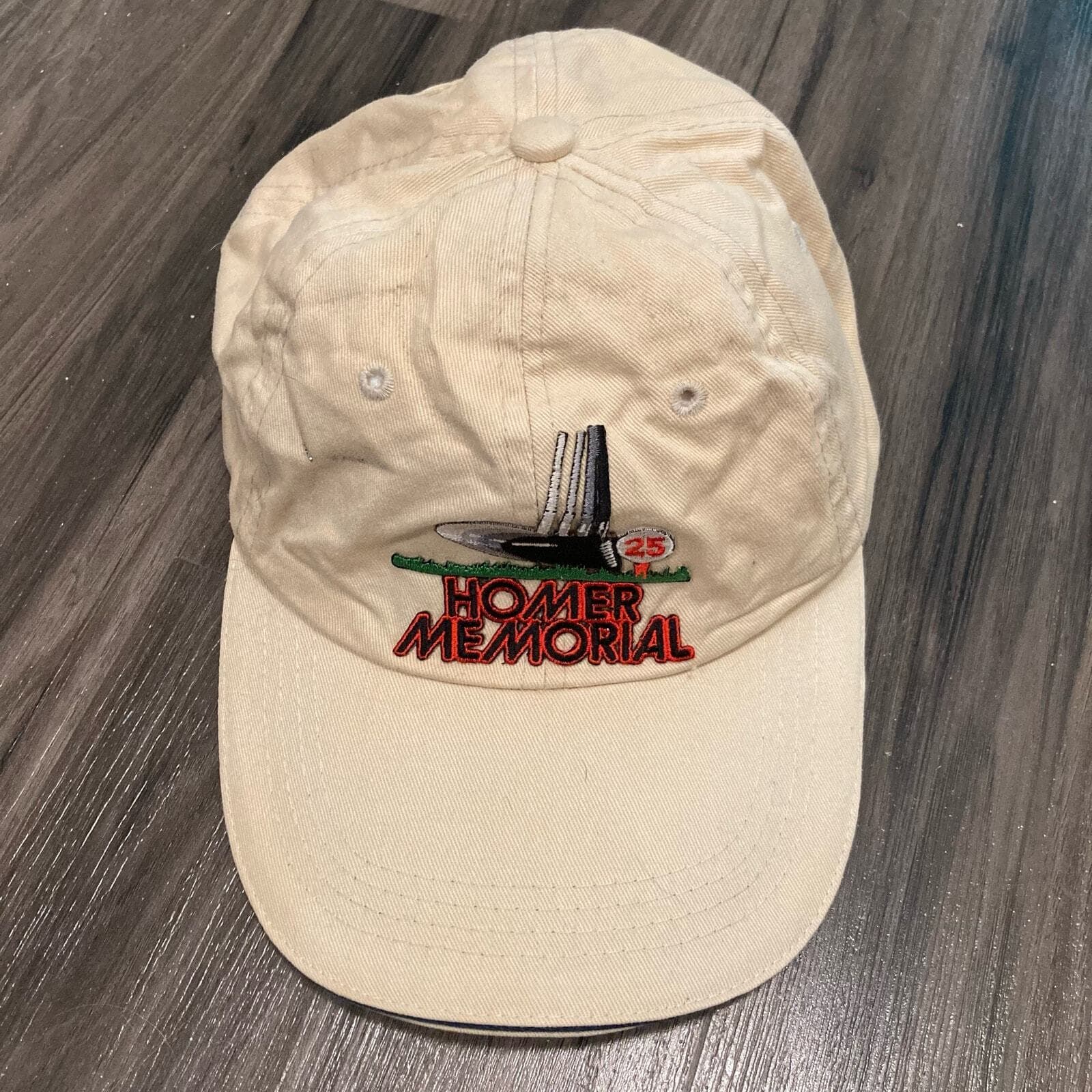 Homer Memorial 25th Anniversary Hat Oil Derrick Gas Beige Strapback Dad Cap