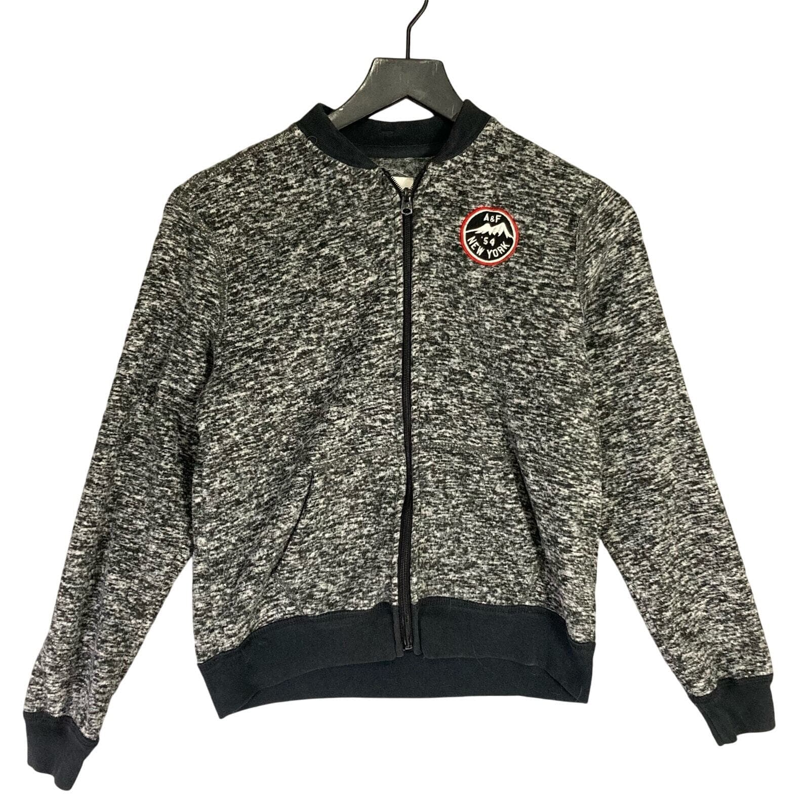Abercrombie Kids Bomber Jacket 11/12 Gray Marled Knit A&F Girls Boys