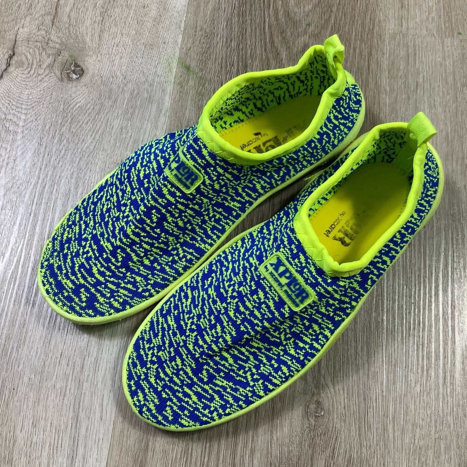Xcaret Water Shoes Unisex Neon Green Blue Slip On Quick Dry Beach Pool
