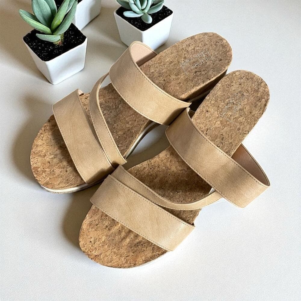 Lauren Blakwell Cindy Cork Platform Wedge Espadrille Sandals - Size 9.5M