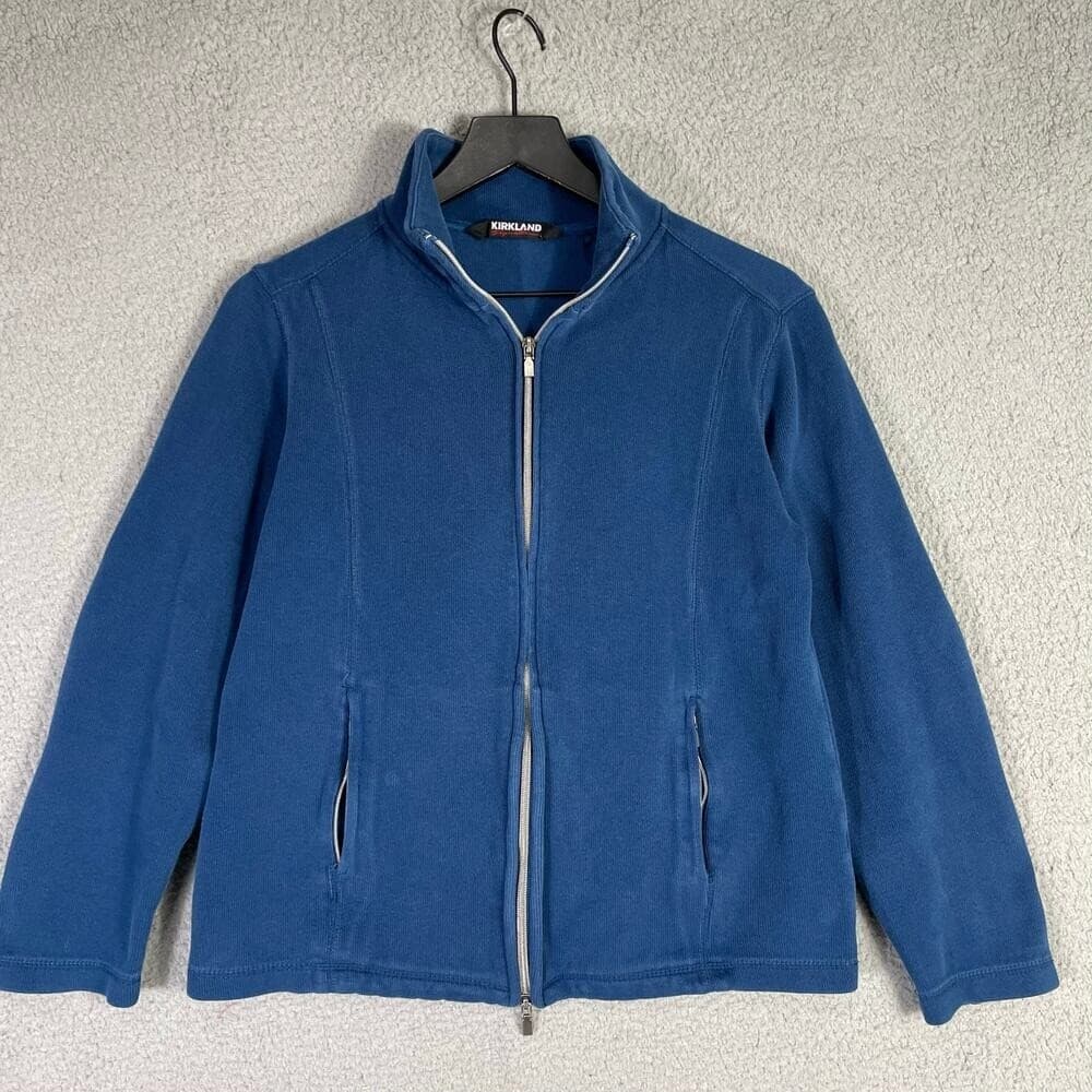Kirkland Signature Mens Small Blue Full Zip Mock Neck Fleece Jacket Casual