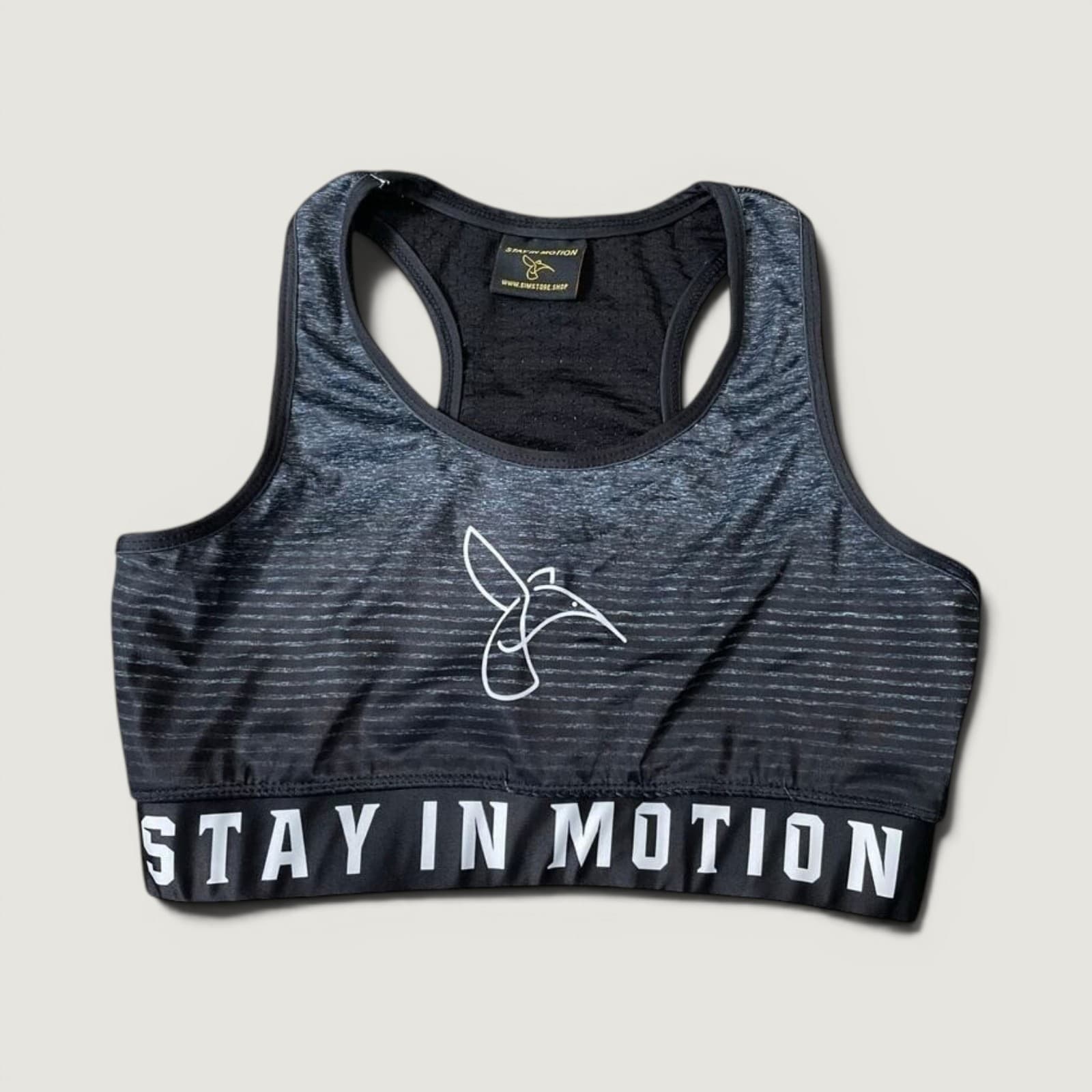 Stay In Motion Gray Heather Racerback Sports Bra Small Elastic Band Activewear