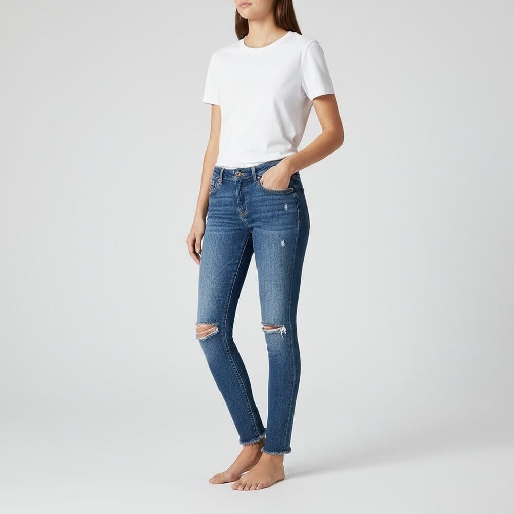 Abercrombie & Fitch Womens Distressed Skinny Stretch Jeans Blue Denim Size 2
