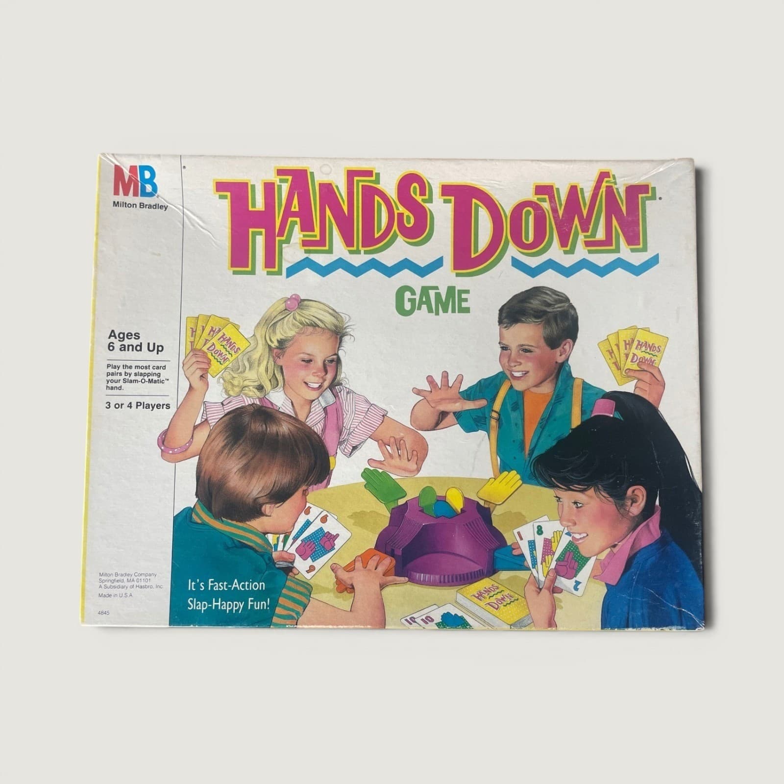 Vintage 1987 Milton Bradley Hands Down Game Complete Family Card Reaction Toy