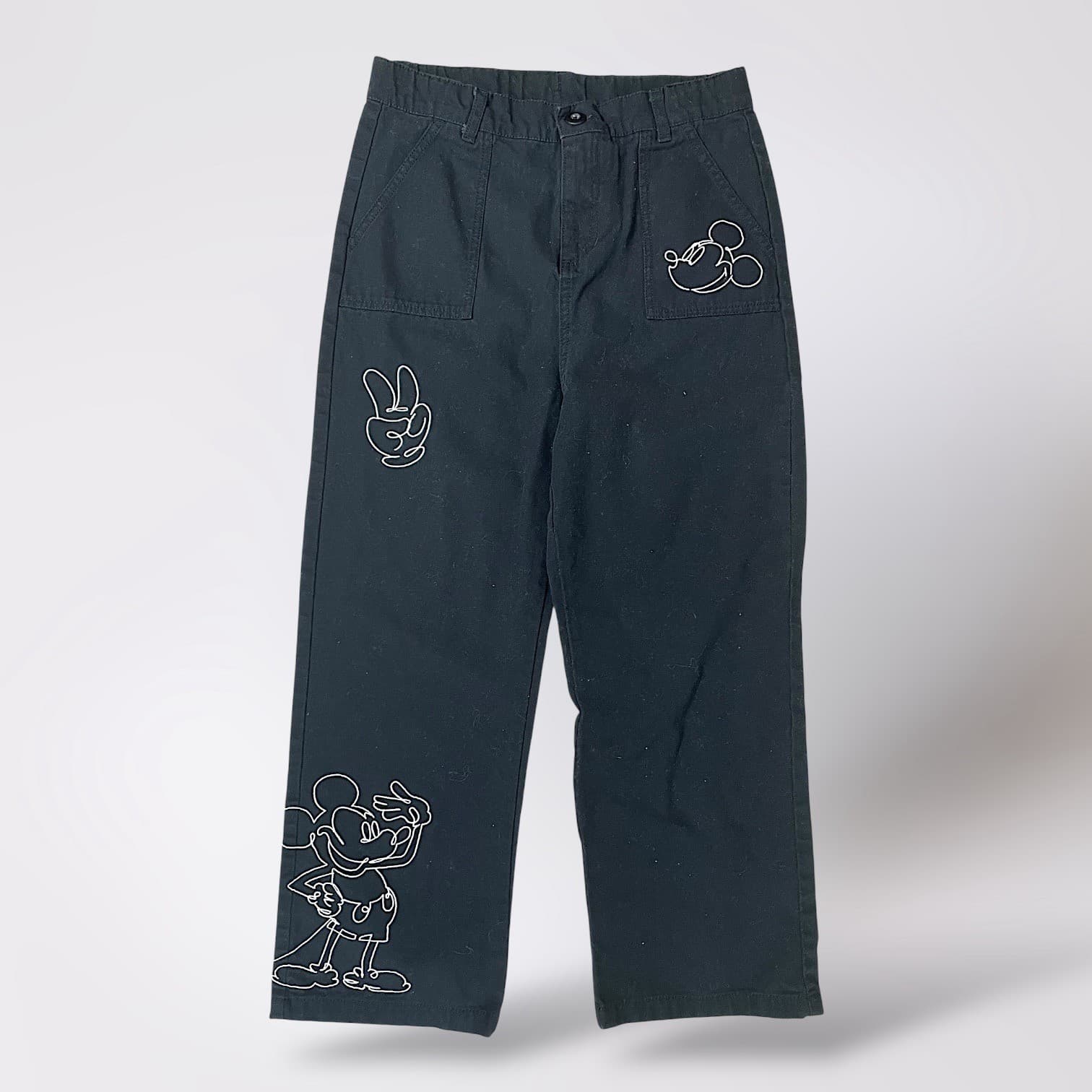 Disney Parks Mickey Mouse Pants Kids Size 13 Black Graphic Print Casual Youth
