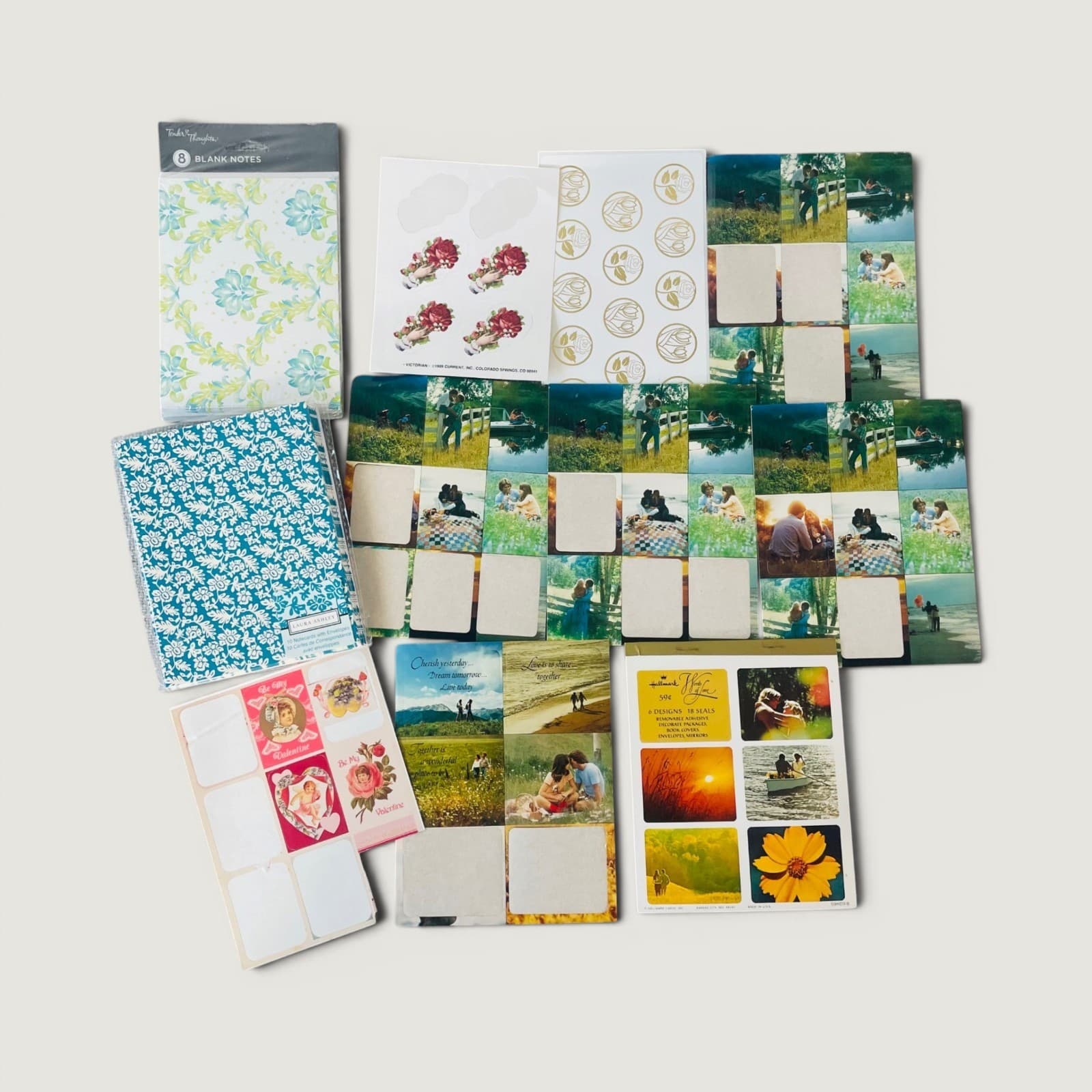 Vintage Laura Ashley Hallmark Stationery Lot Floral Note Cards 90s Paper