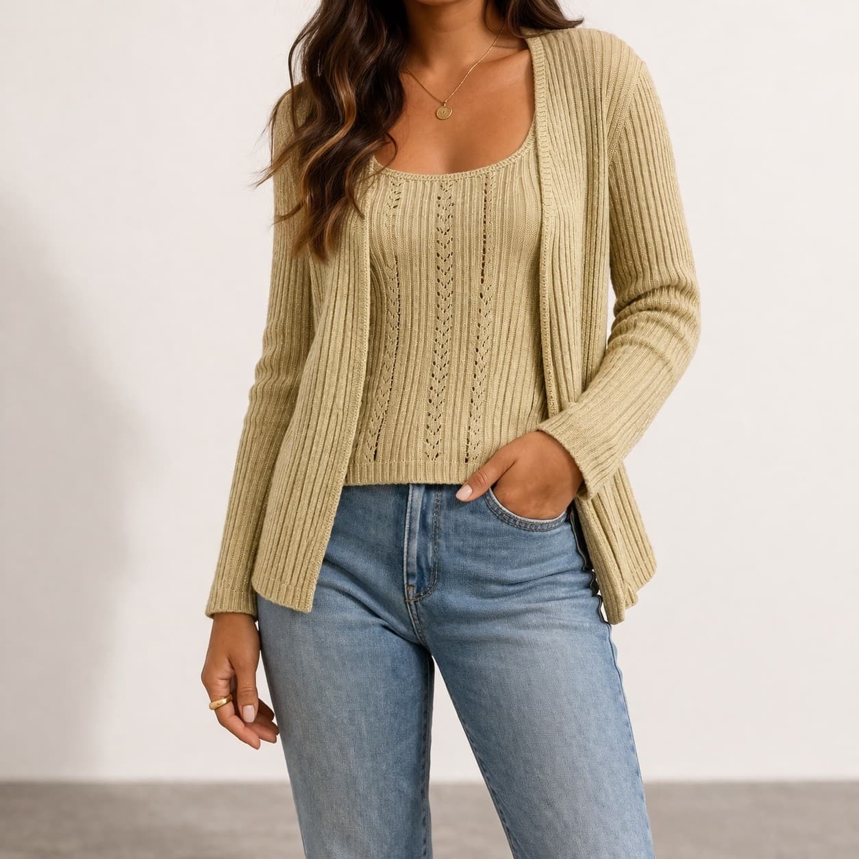 Womens Vintage Gold Metallic Cardigan Sweater Knit Button Front Casual Small Top