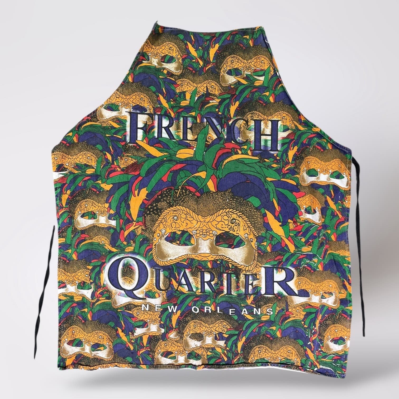 Vintage French Quarter New Orleans Mardi Gras Mask Apron Kitchen Decor 1990s