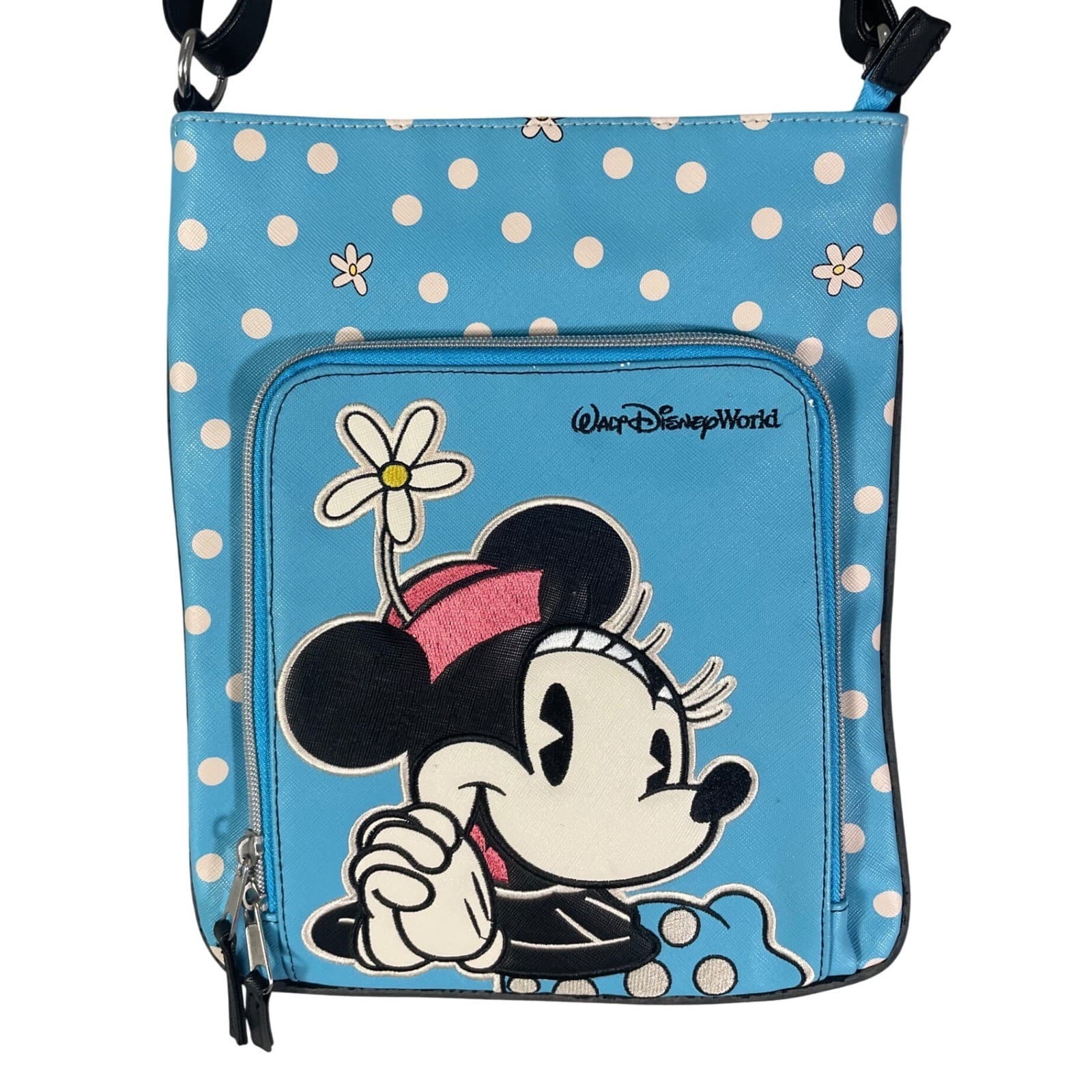 Disney Parks Minnie Mouse Crossbody Bag Blue Polka Dot Walt Disney World Purse
