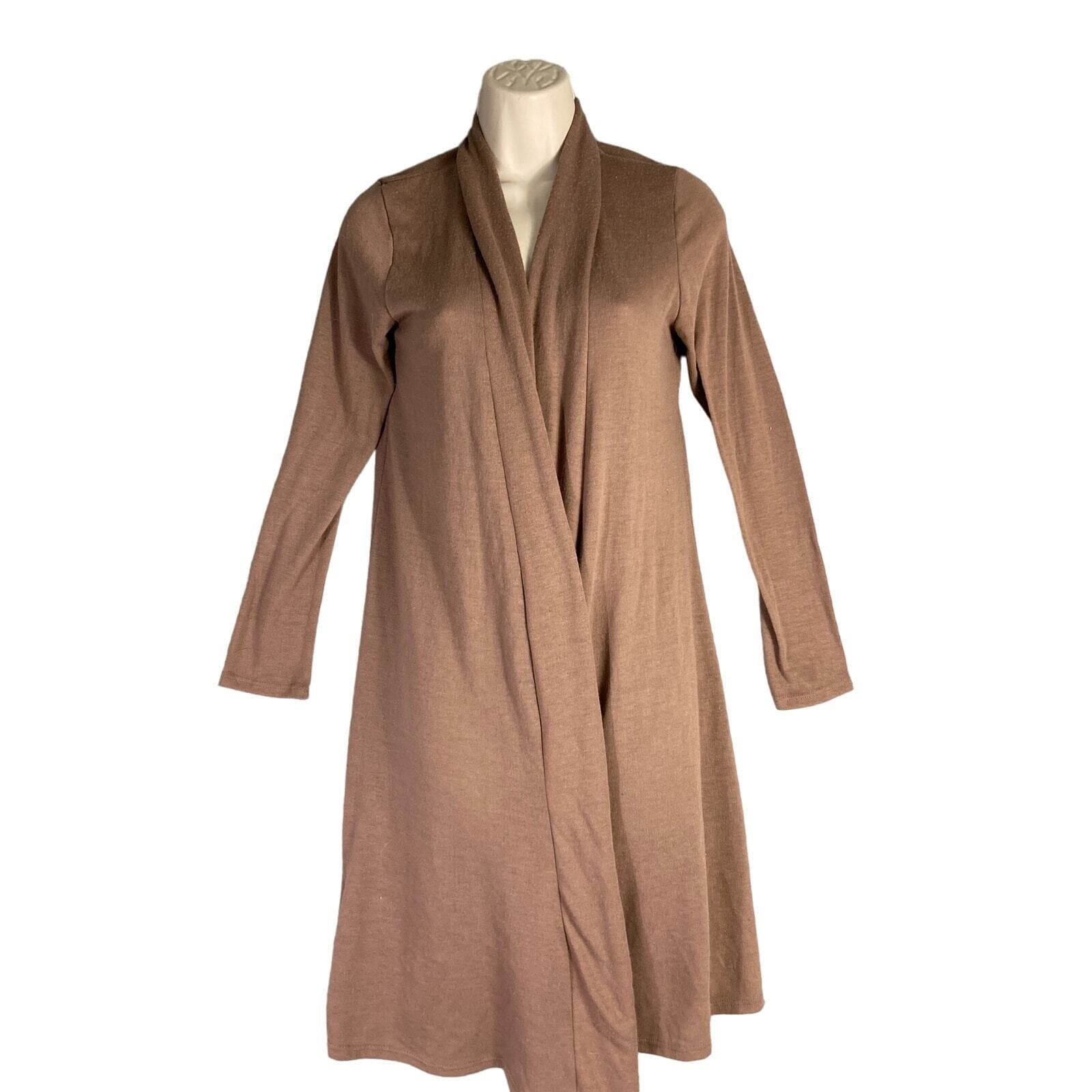Rags & Couture Women's Long Sleeve Beige Coatigan Size S Draped Front Cardigan