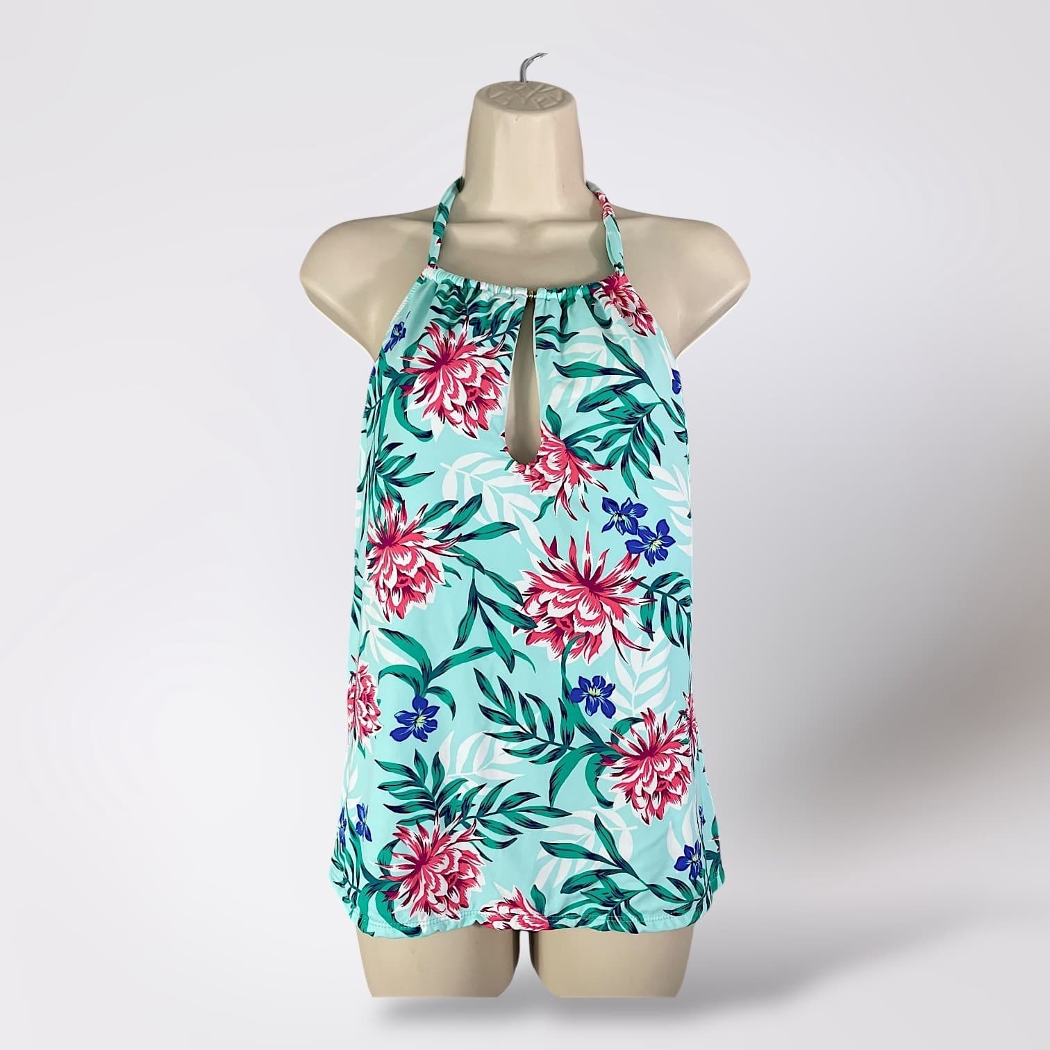 Liz Claiborne Women's 18W Floral Halter Top Sleeveless Swimsuit Swim Plus Size