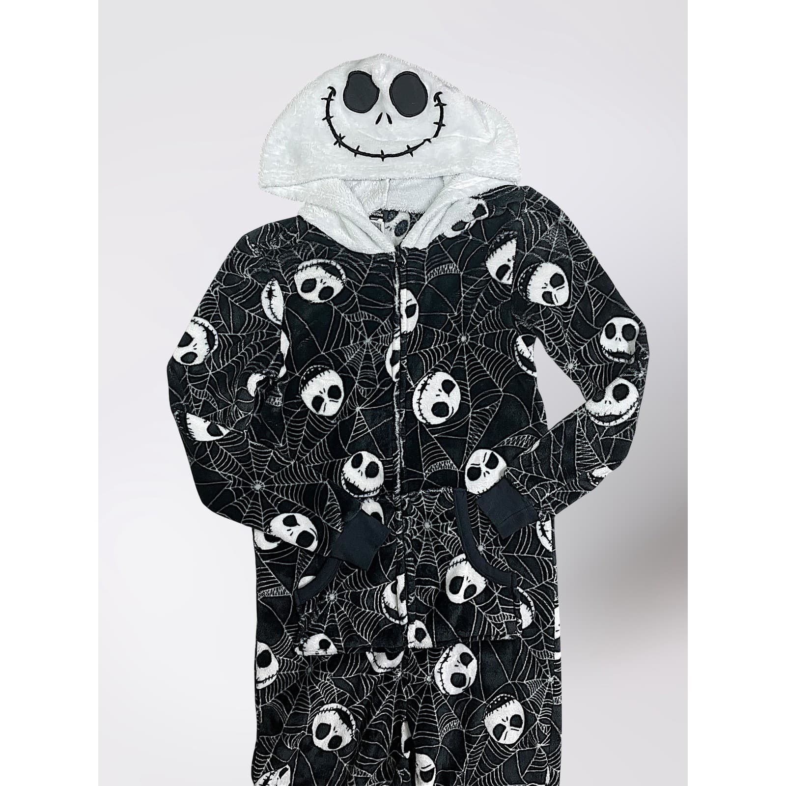Disney Nightmare Before Christmas Jack Skellington Hooded Fleece One Piece XS