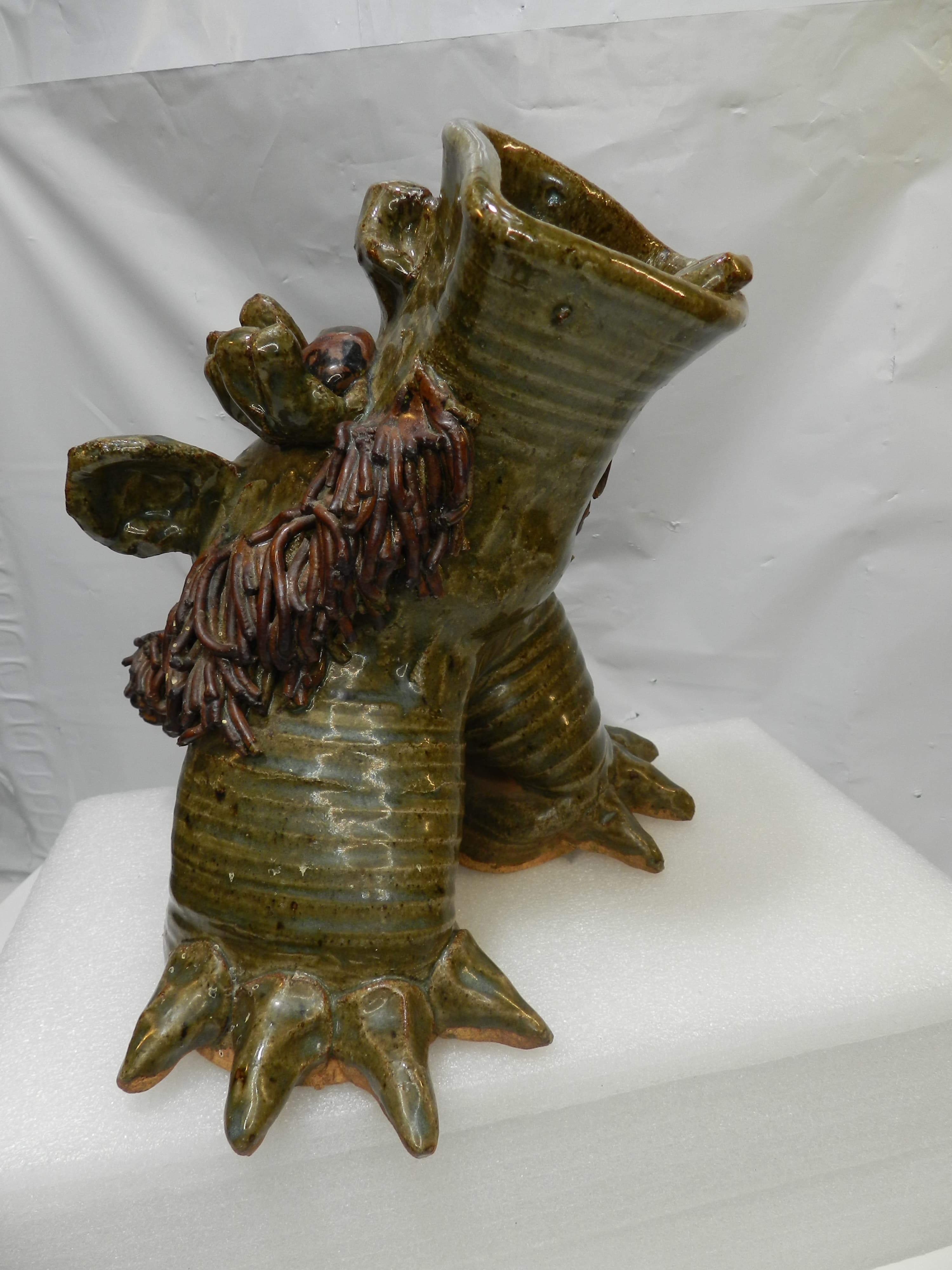 VTG Jim Rumph Style Whimsical & Grotesque Ceramic Pottery Dragon? Sculpture O72S