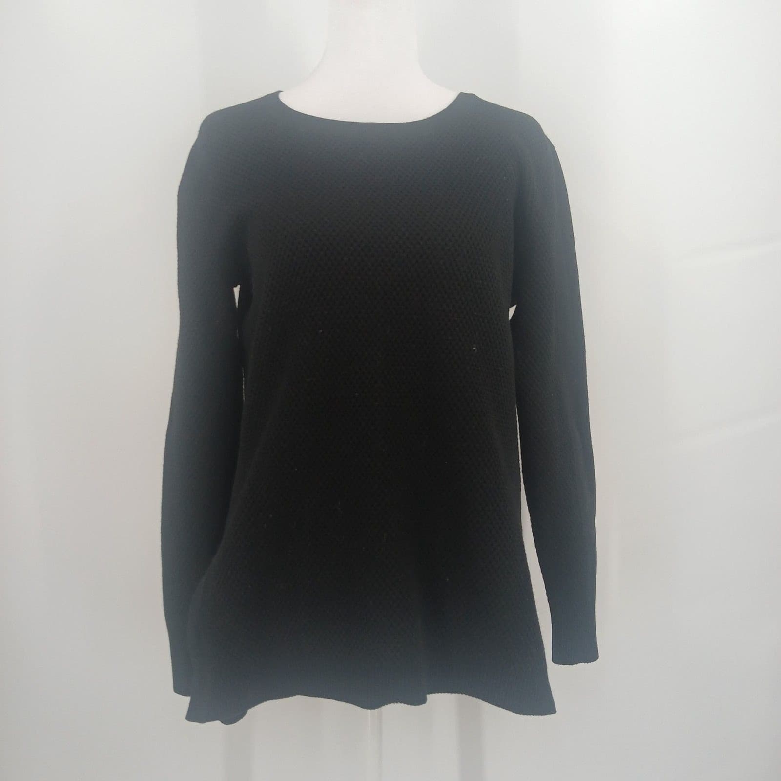 womens athleta size small black sweater merino wool blend pullover long sleeve