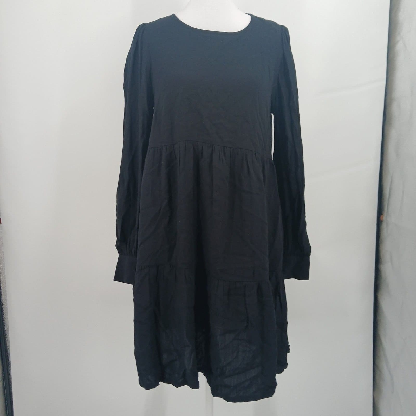 womans a new day size XS long sleeve tiered black dress everyday casual new