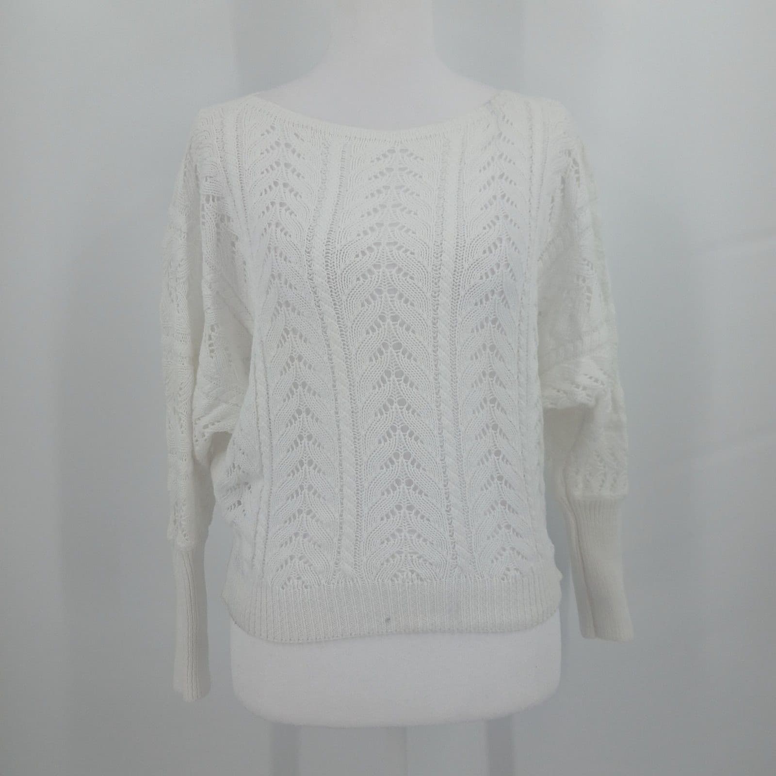 womens M made in Italy size large white long sleeve 100% cotton pullover sweater
