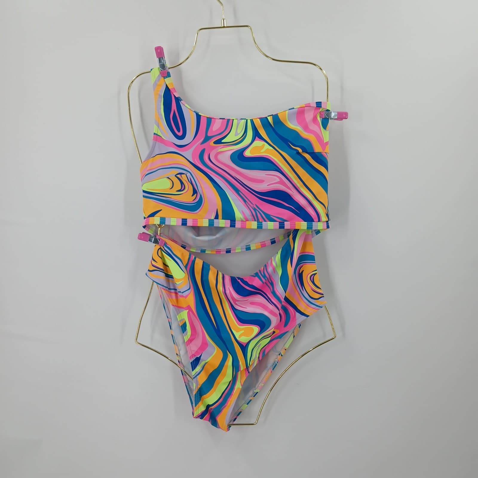 Monokini Swimsuit Womens XL Psychedelic Retro Funky Swimwear Beach Aesthetic