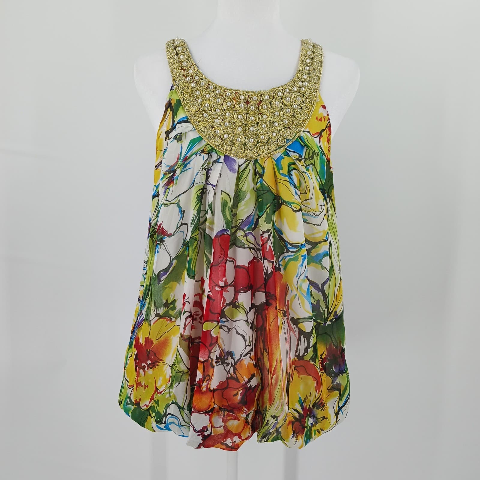 XXI Sleeveless Top Blouse Womens M Floral Print Tropical Resortwear Aesthetic