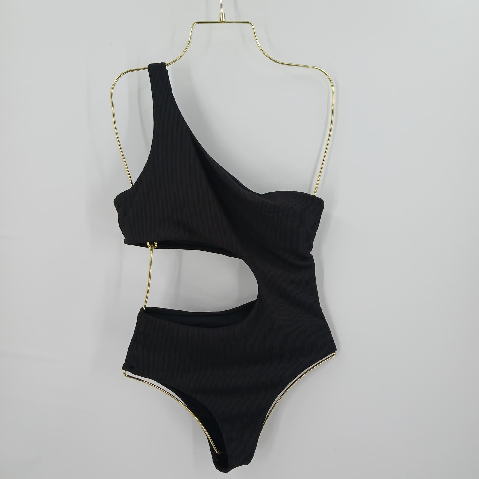 Monokini Swimsuit Womens M Black Ribbed Swimsuit Swimwear Resortwear Aesthetic