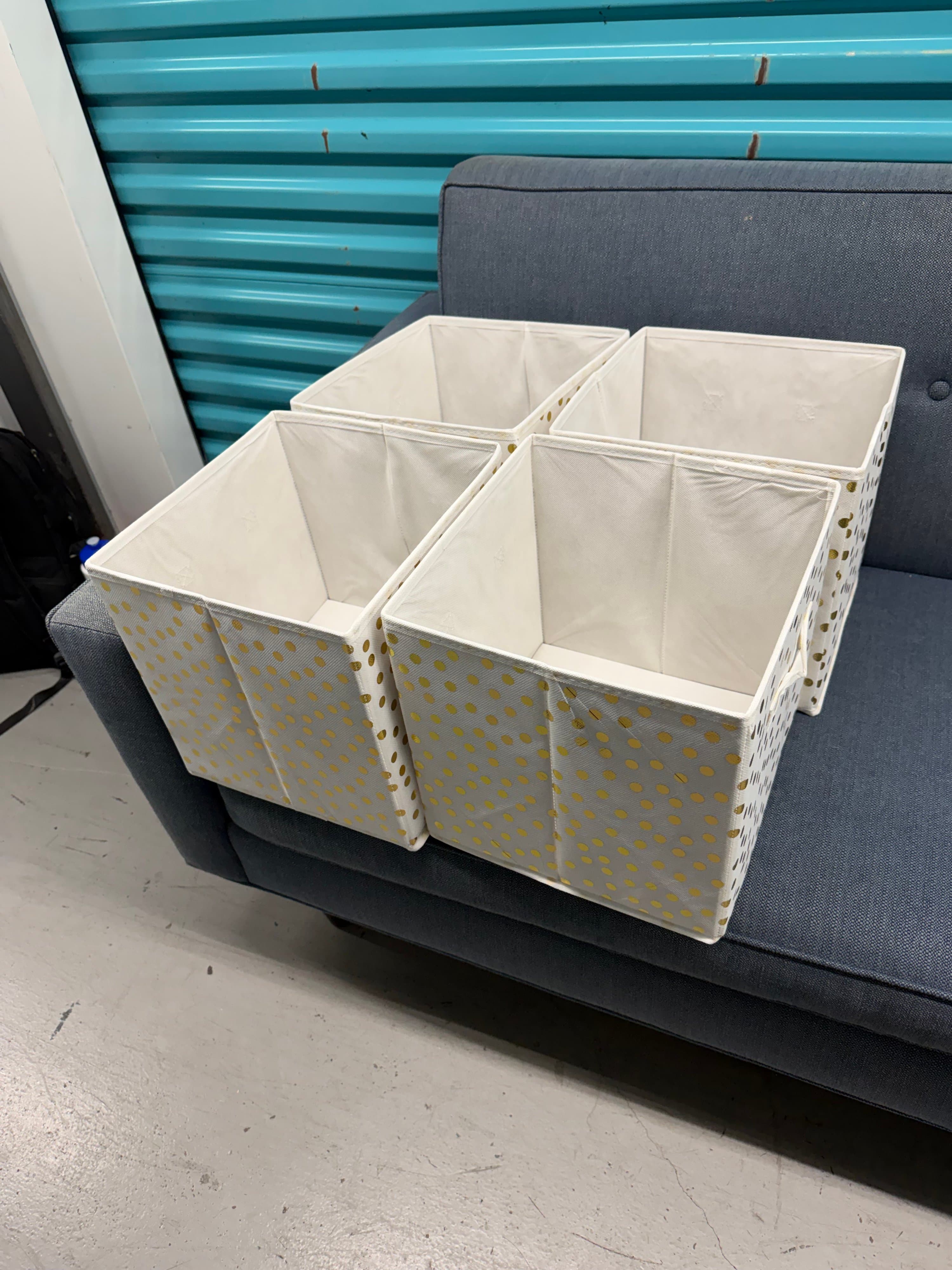 Set of 4 Polka Dot Fabric Storage Bins