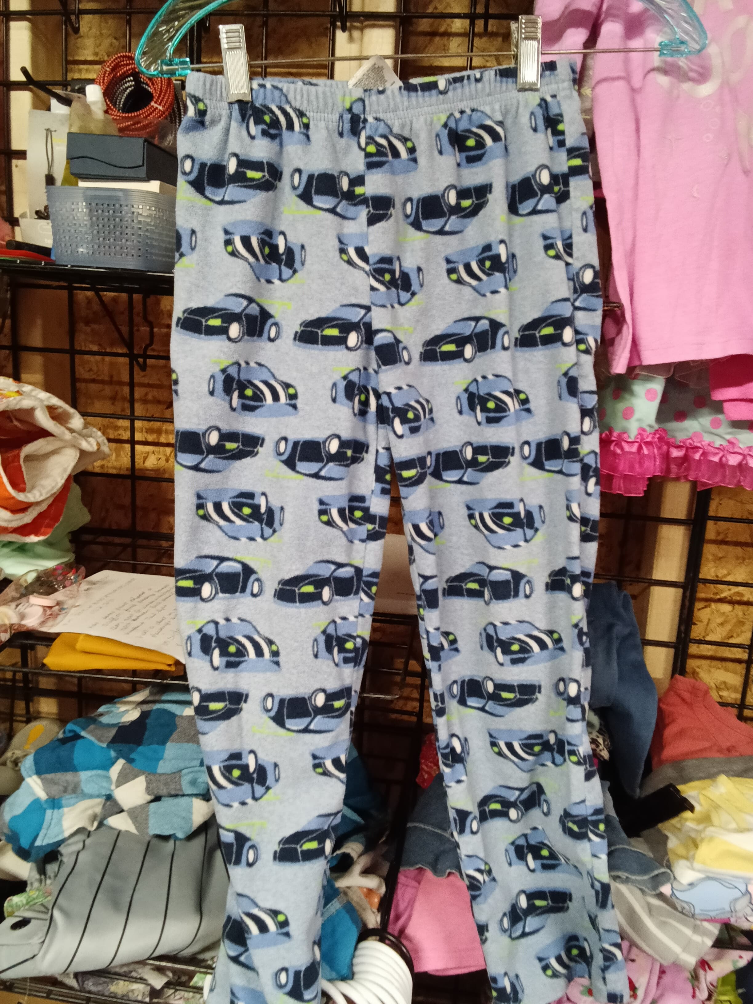 Kids' Car Print Pajama Pants - Blue, Elastic Waist