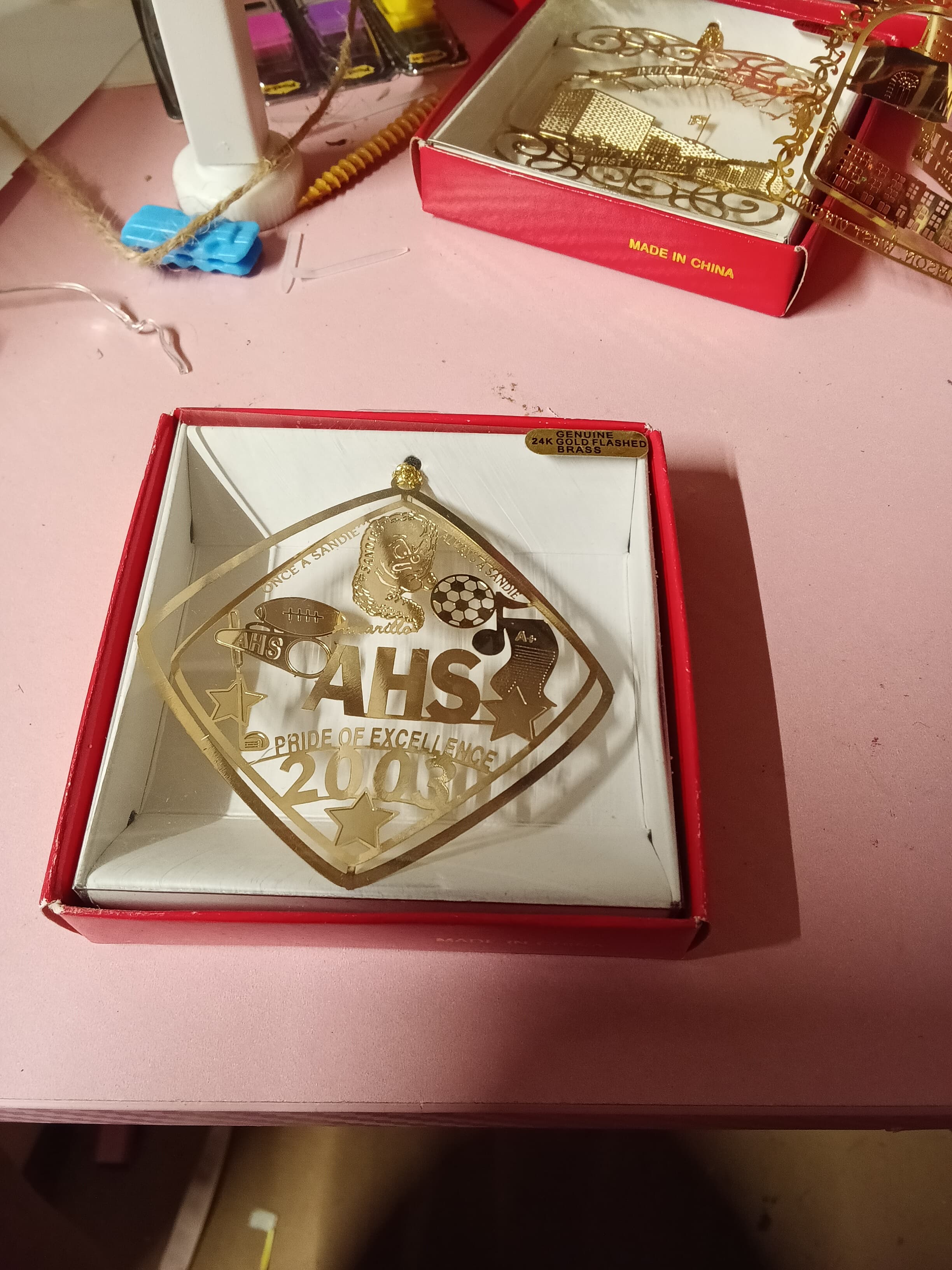 Jackson Pacific 2003 AHS Ornament 24K Gold Flashed Brass