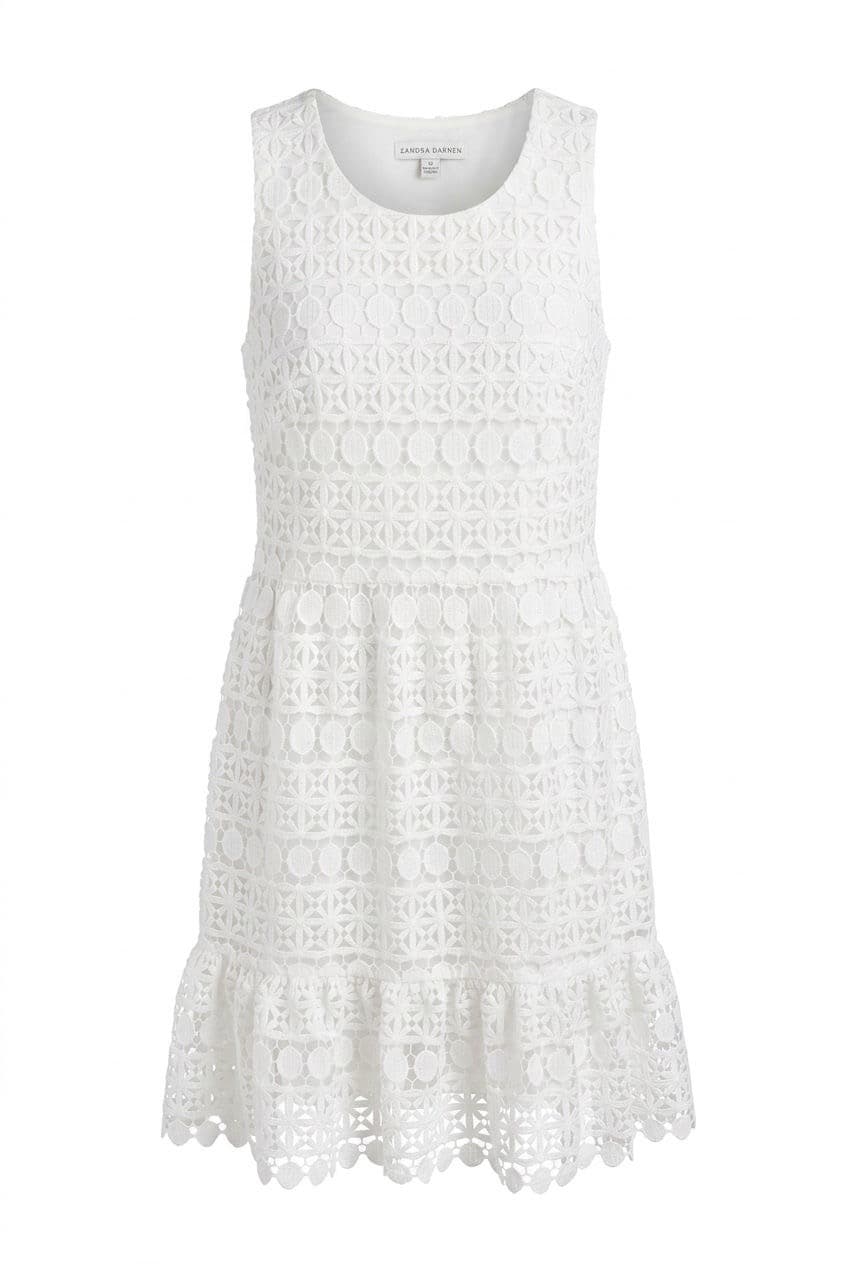 Sandra Darren White Lace Dress Size M