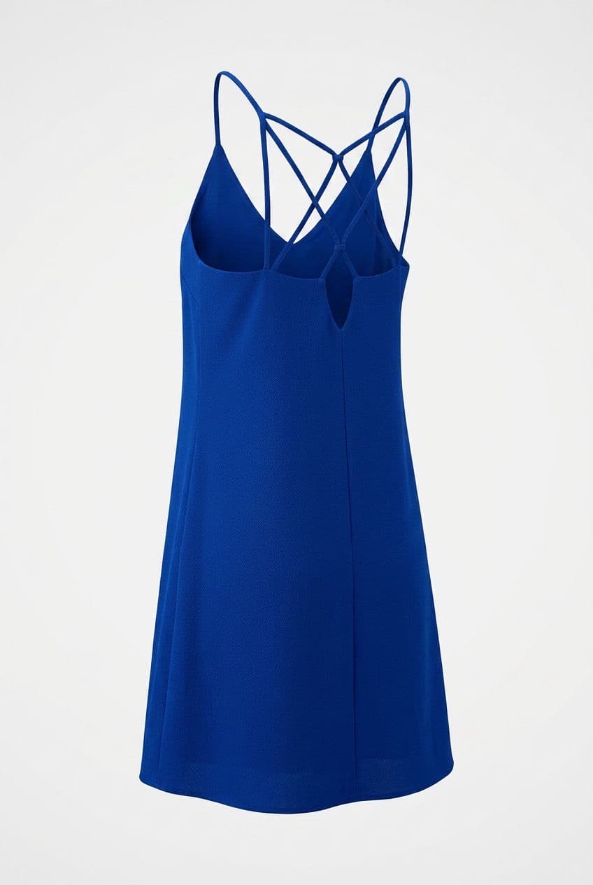 Blue Strappy Mini Dress with Crisscross Back