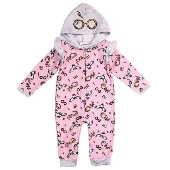 Harry Potter Girls Infant Hooded Fleece Romper W/Zipper Size 24 Month Hoodie