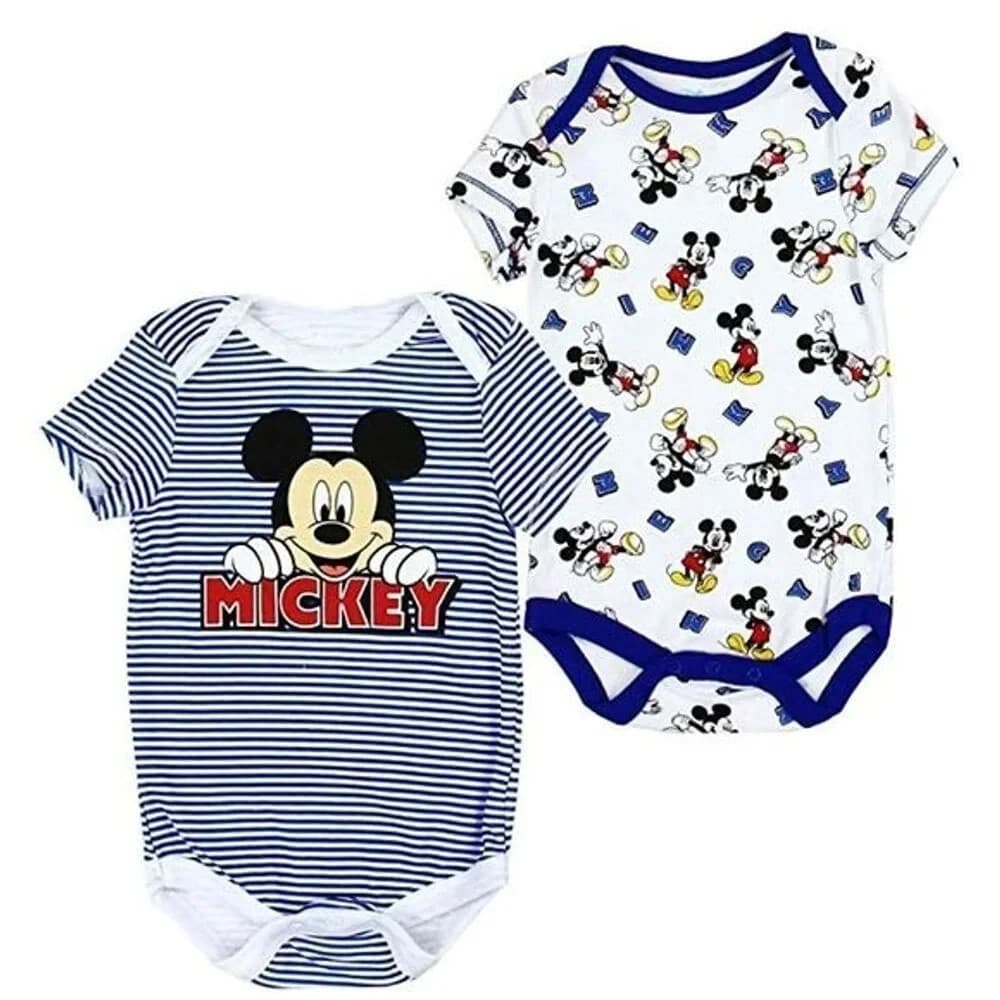 Disney Mickey Mouse Baby Boys 2PC Bodysuit/Creeper Size 0-3 Months