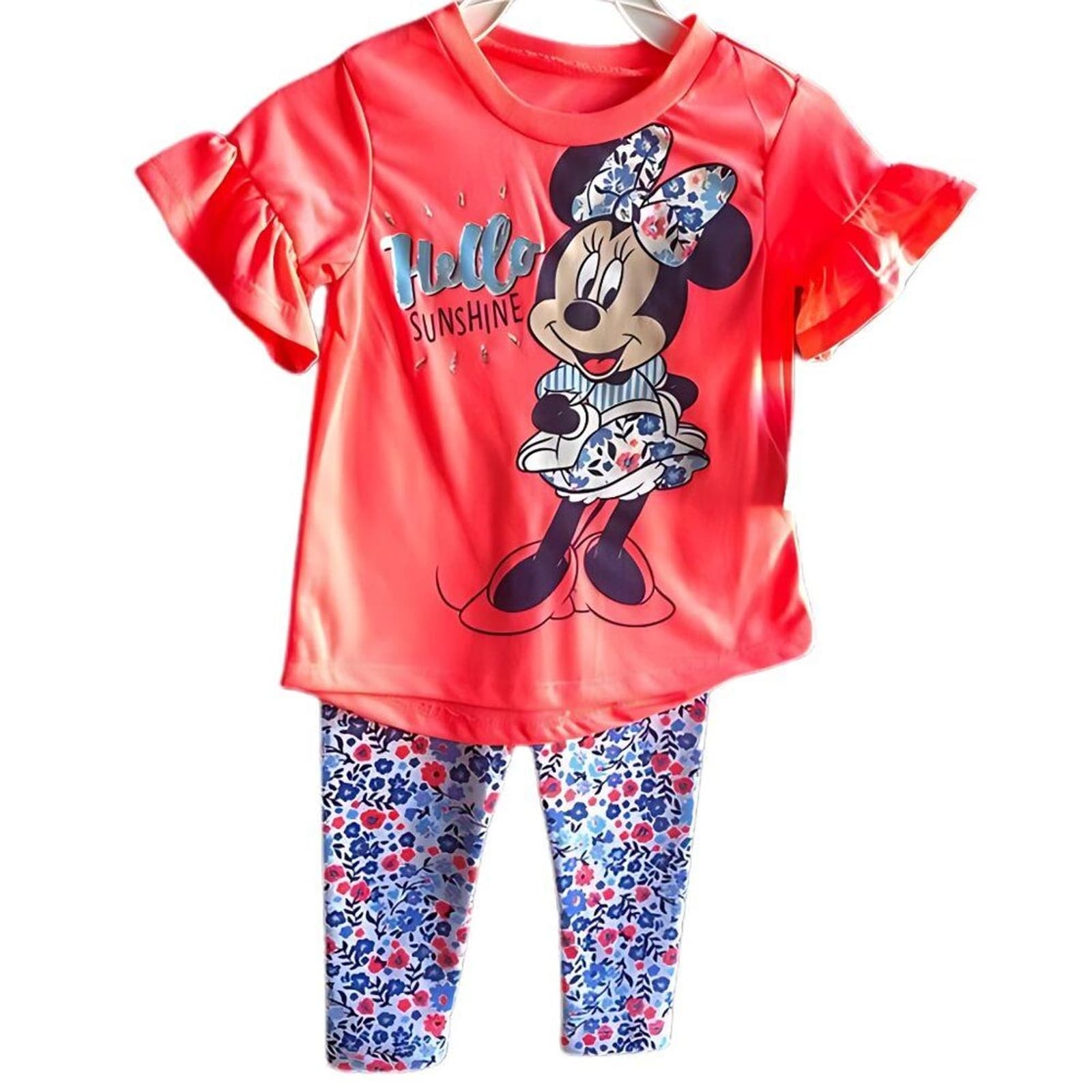 Minnie Mouse Baby Leggings Glitter Outfit. NWT 12 Months Hello Sunshine Disney