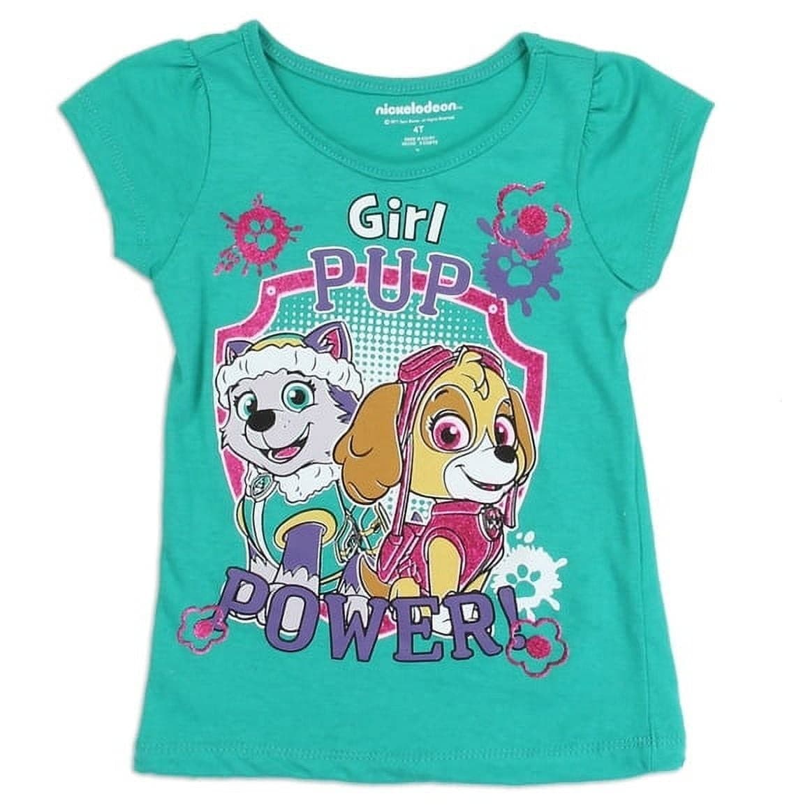 Paw Patrol Girls Toddler T-Shirt Size 2T Green Girl Pup Power 100% Cotton Purple