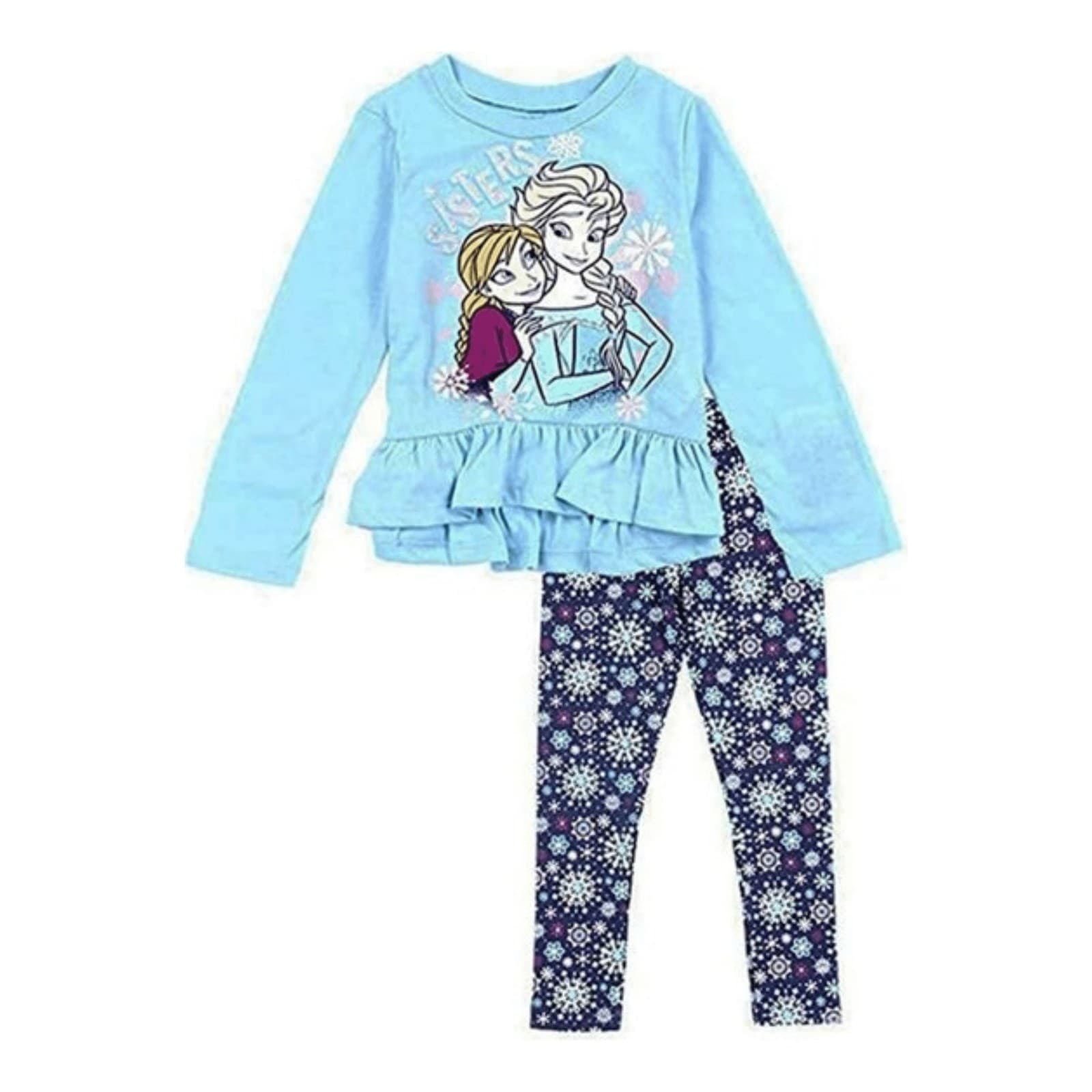 Frozen Blue Toddler Legging Set Girls 2-Piece Snowflake Size 2T Disney