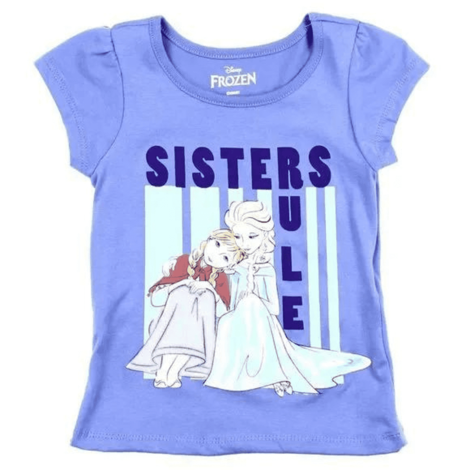 Blue Girls Frozen T-Shirt Sisters Rule Cotton Size 2T Elsa & Anna Disney