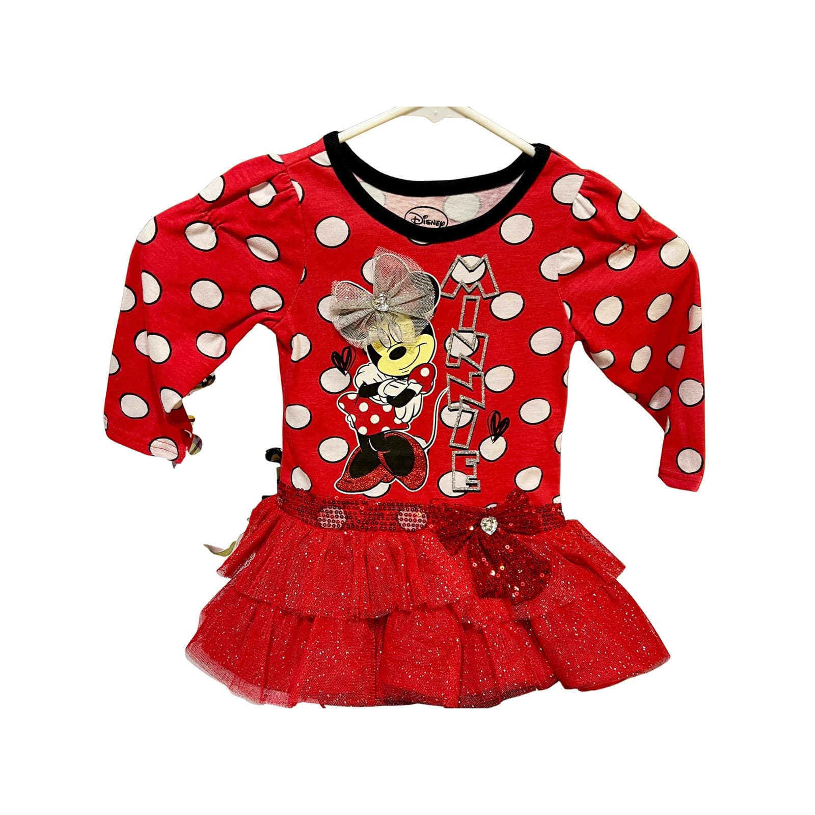 Disney Minnie Mouse Red Polka Dot Tulle Dress Toddler Girls