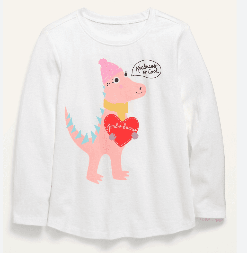 Old Navy Toddler “Kindness Is Cool” Dinosaur Long Sleeve Graphic T-Shirt, 2T–4T,