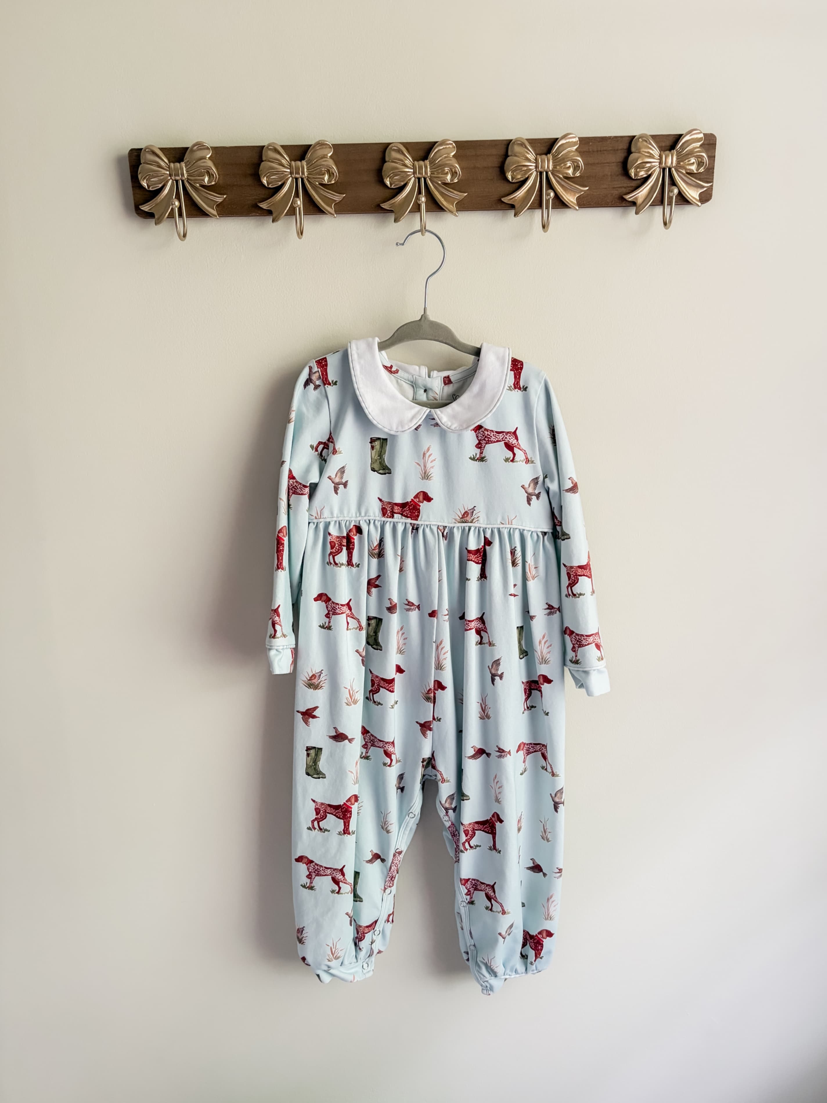 Shrimp and Grits Kids boys size 3T Dog and Duck Romper with Collar