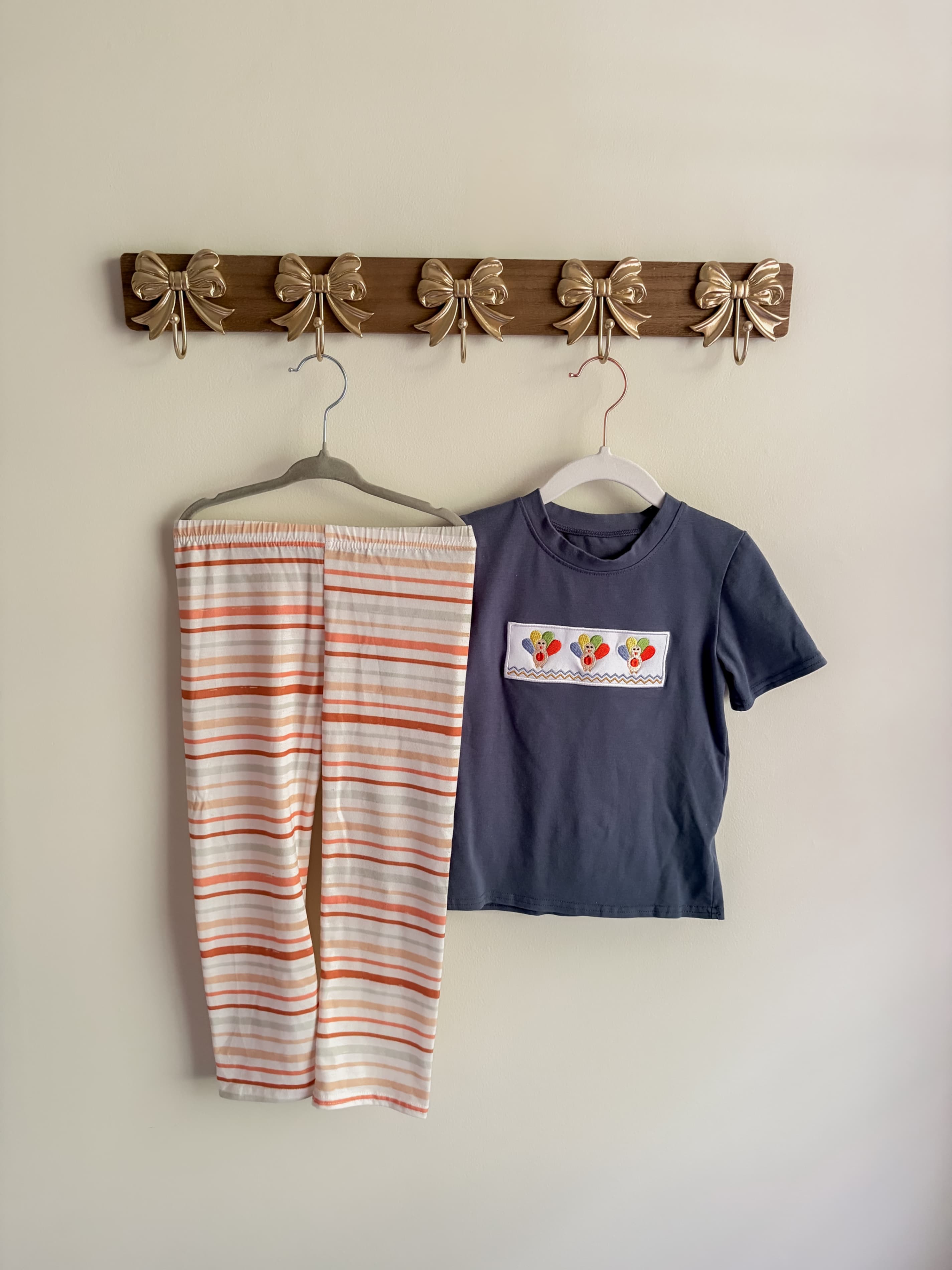 Fall Thanksgiving set with Turkey Pumpkin Top size 4T