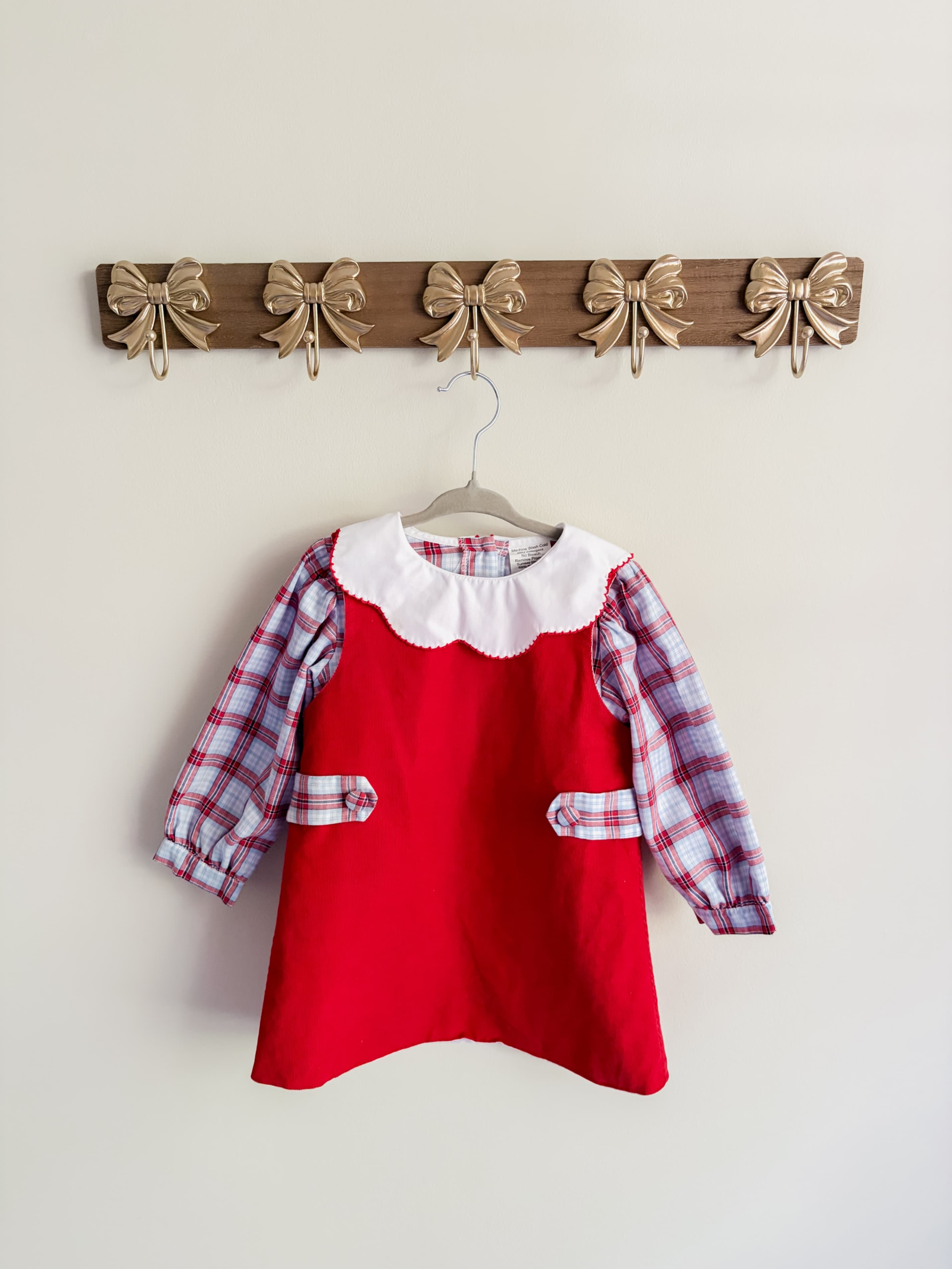 True girls size 2T Red Plaid Girls' Dress with White Collar